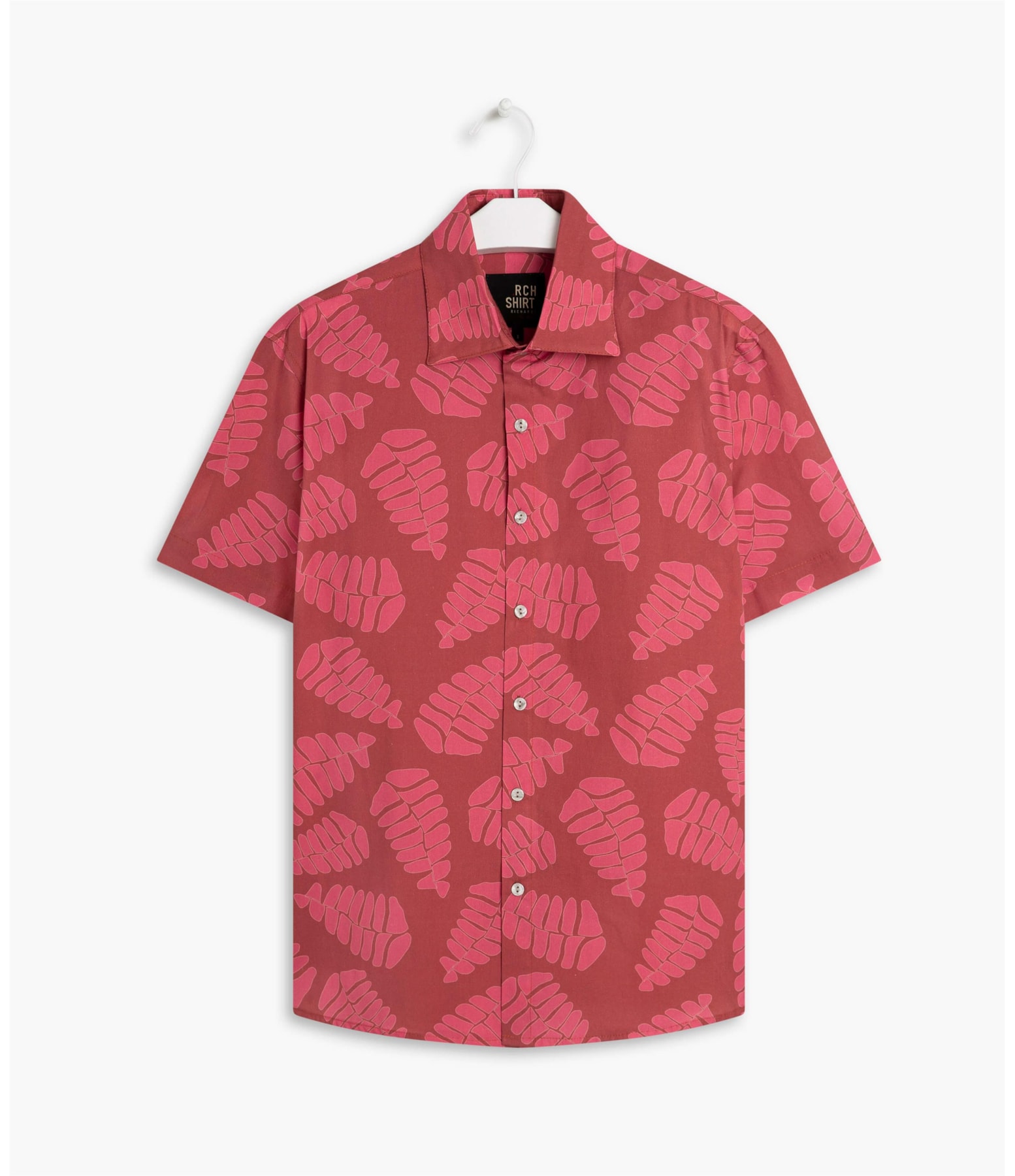 Camisa Folhas Estampada Mc Vermelho