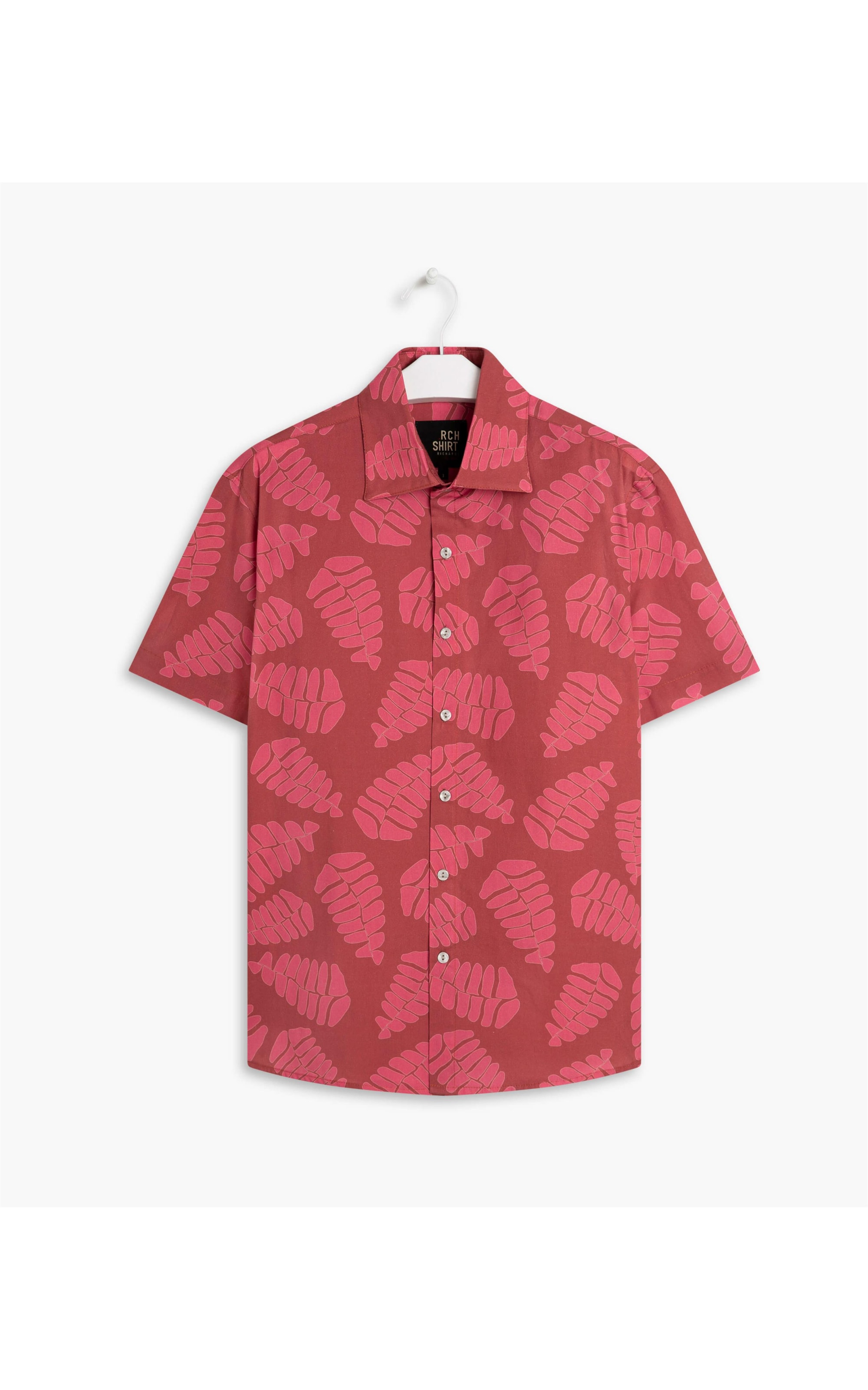 Camisa Folhas Estampada Mc Vermelho