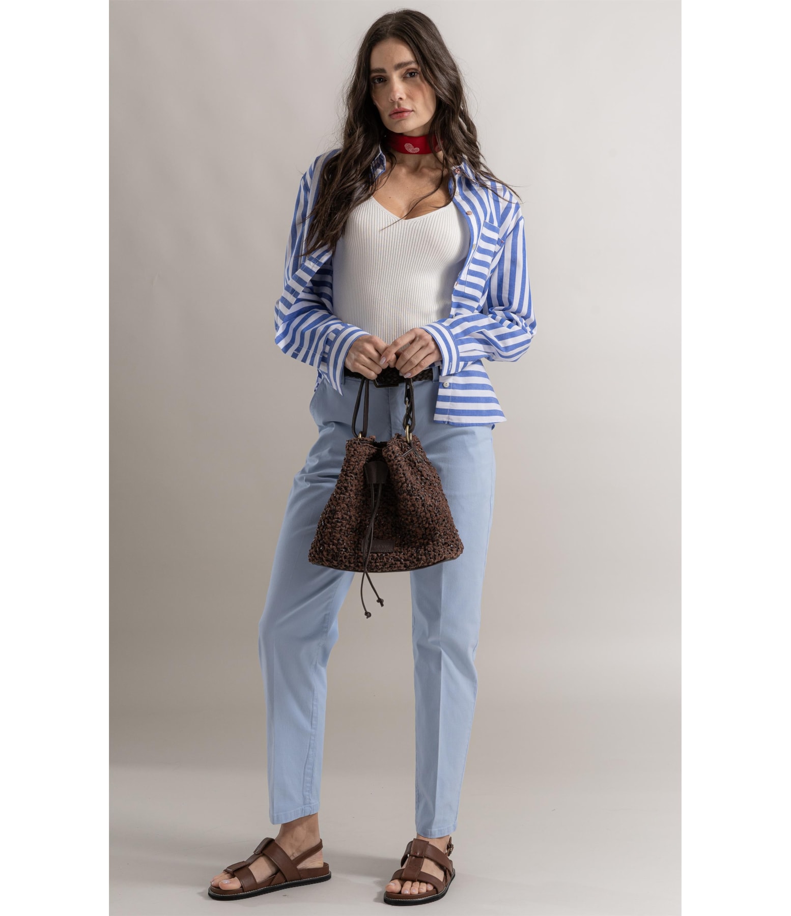 Camisa Francine Stripe Navy Azul Jeans
