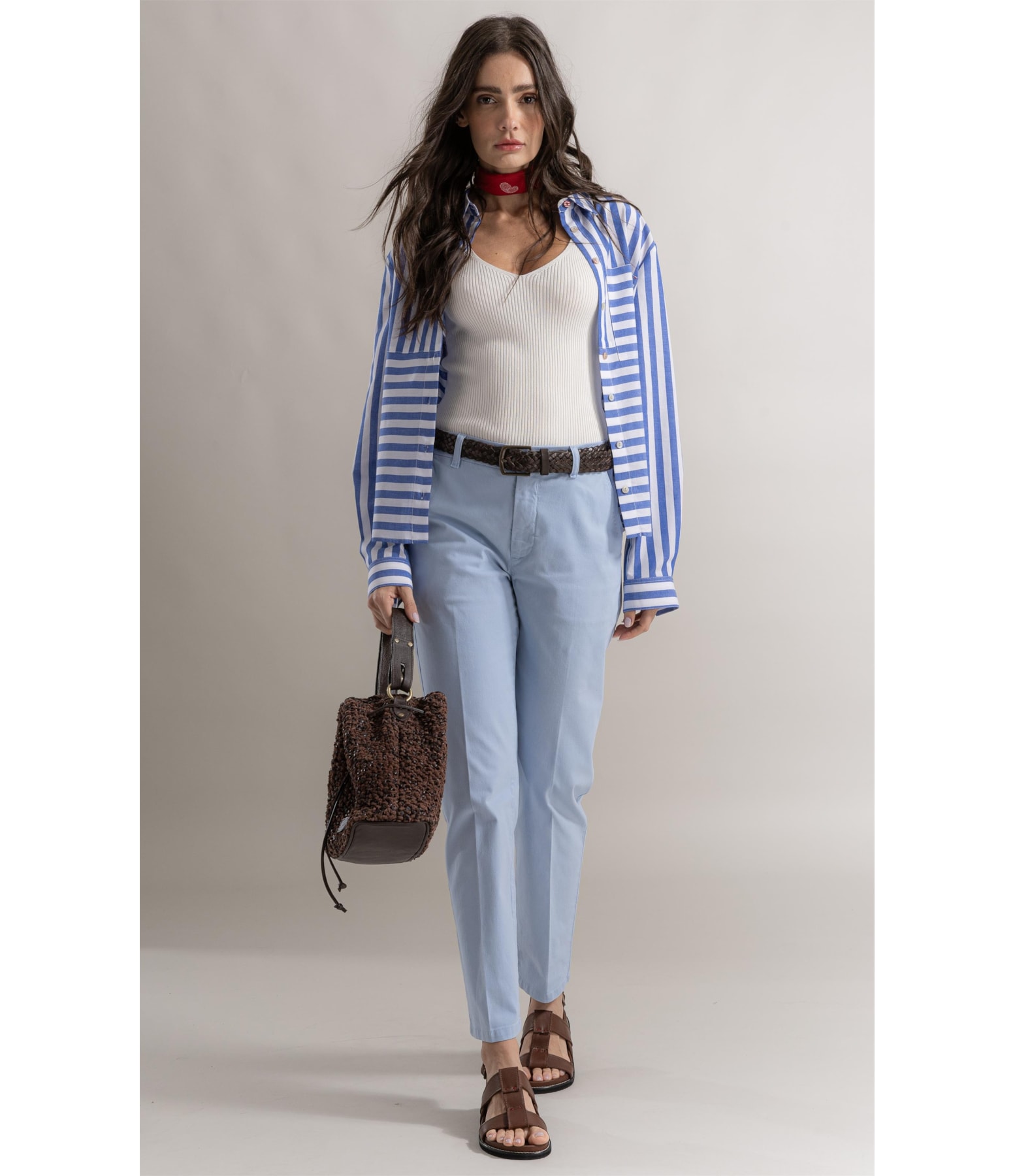 Camisa Francine Stripe Navy Azul Jeans