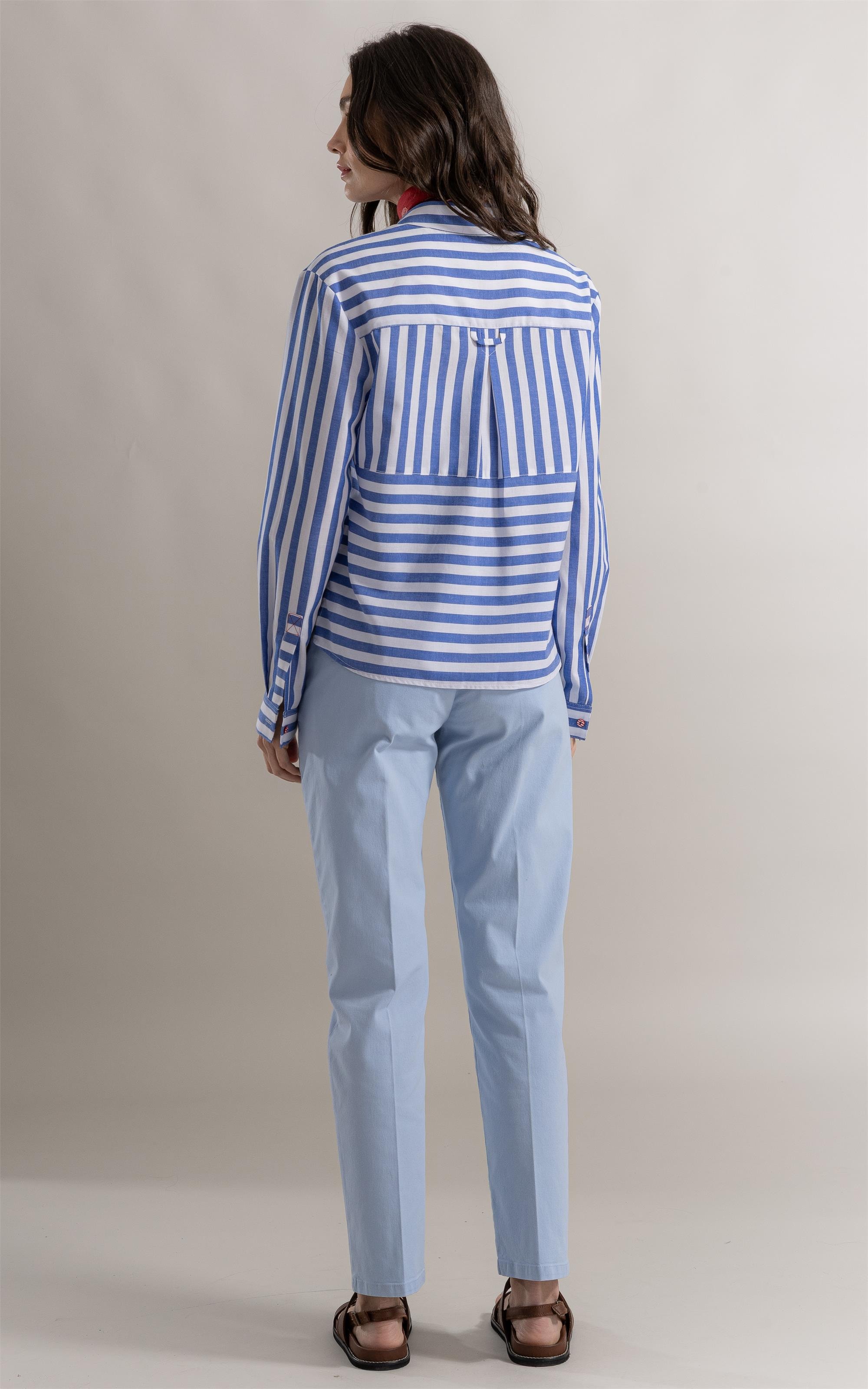 Camisa Francine Stripe Navy Azul Jeans