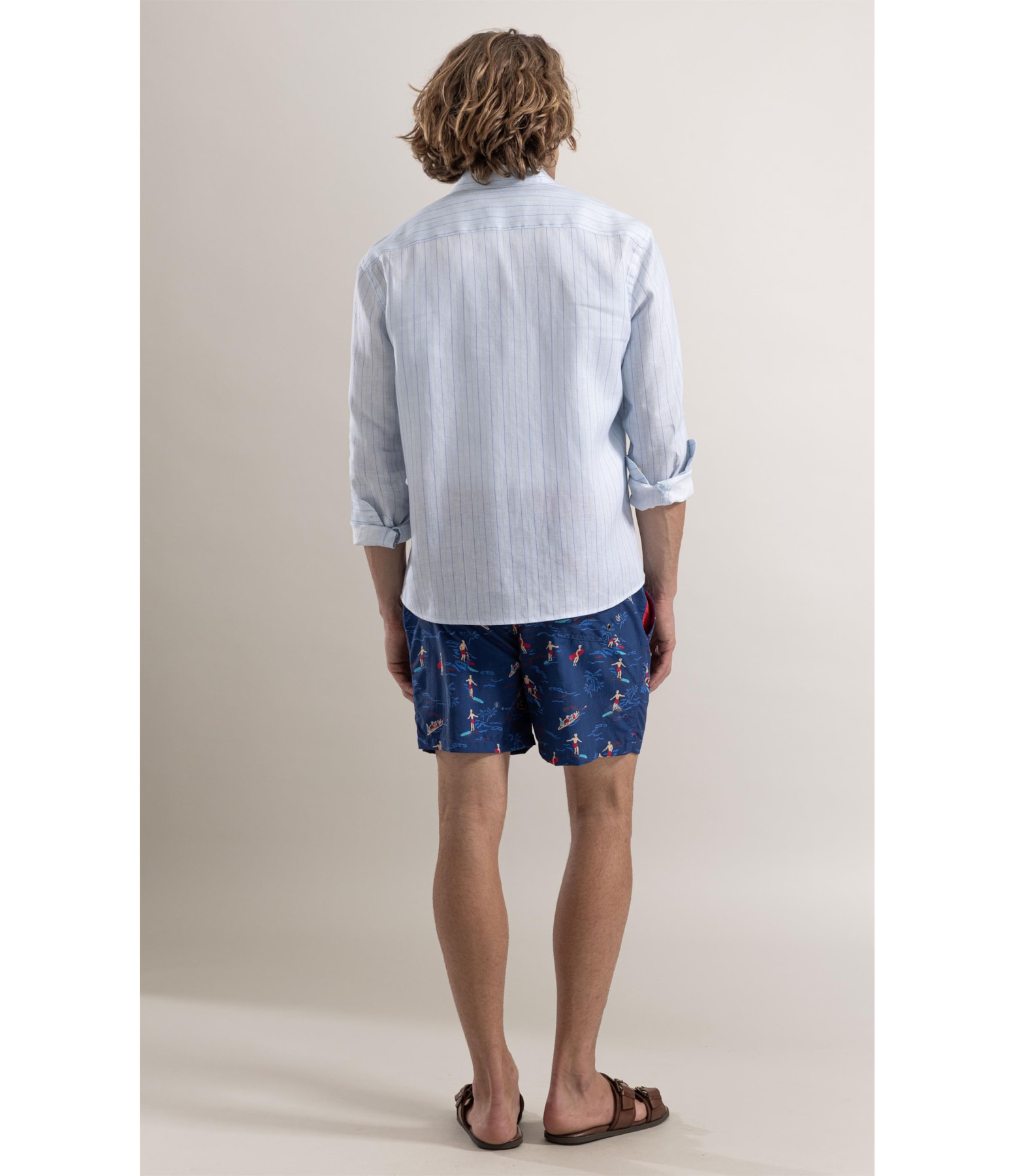 Camisa Ft Bordado Timal Linho Azul Claro