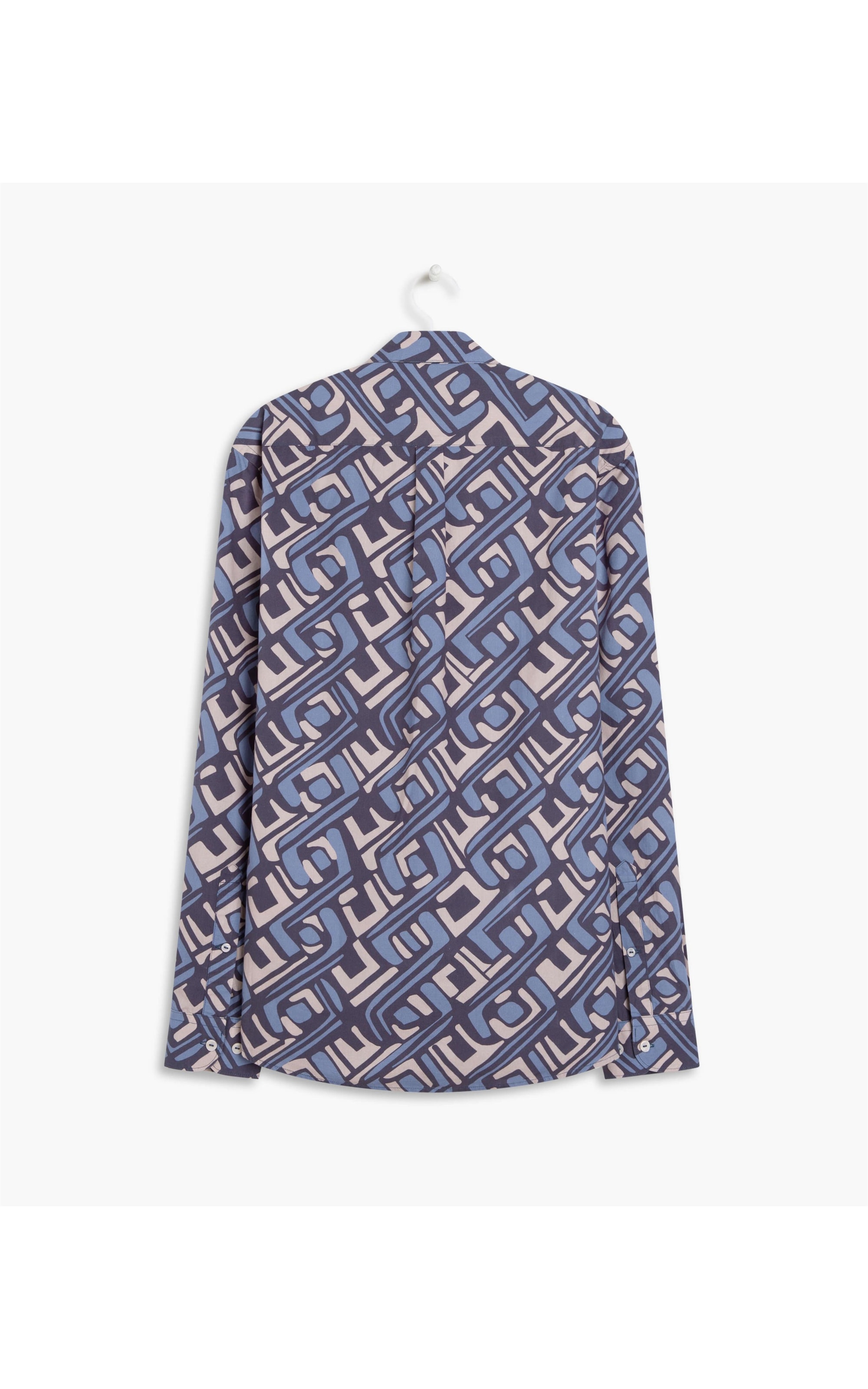  Camisa Geo Tribal Estampada Azul Bic
