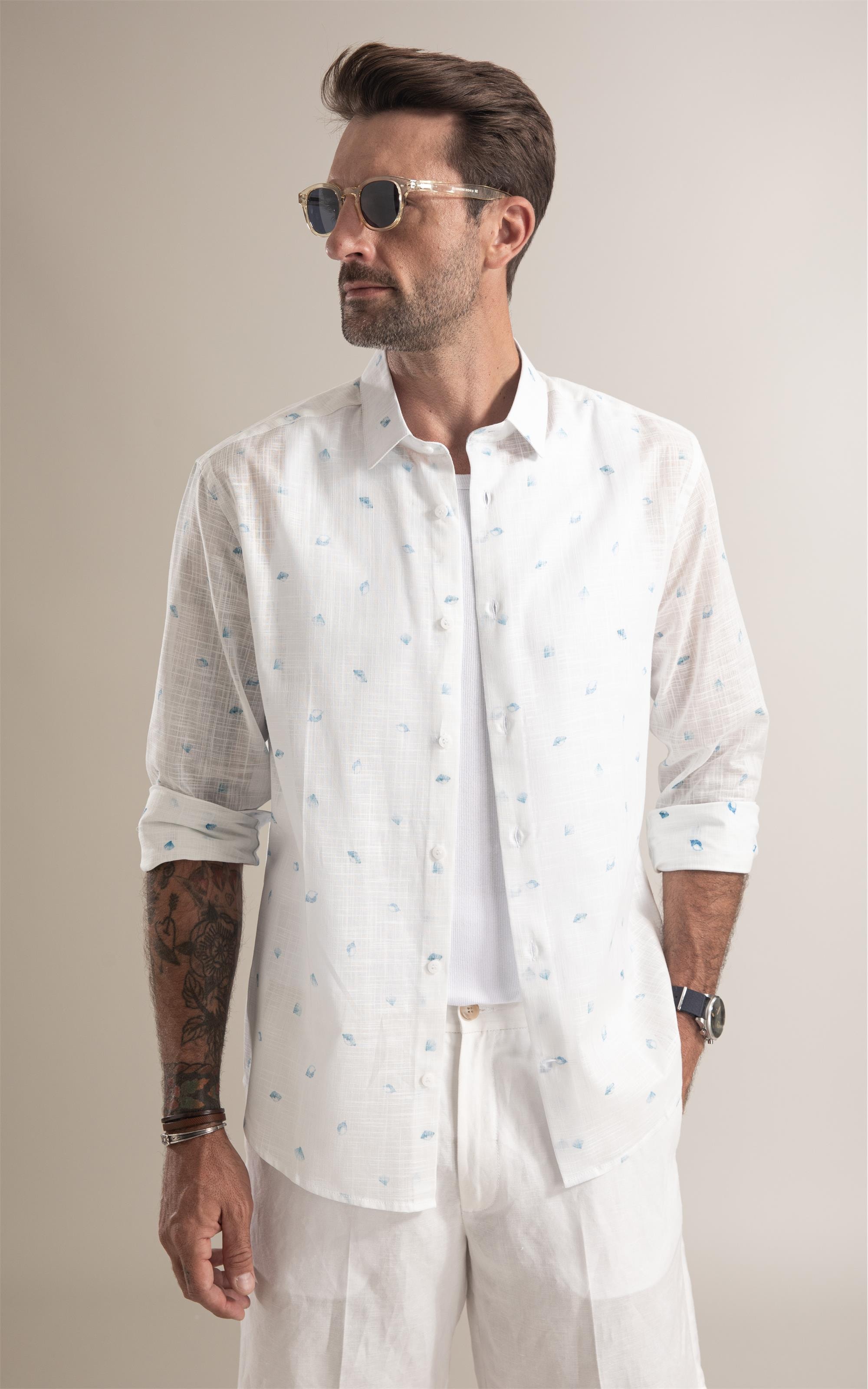 Camisa Harboxer Print Azul Bic