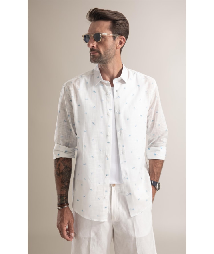 Camisa Harboxer Print Azul Bic