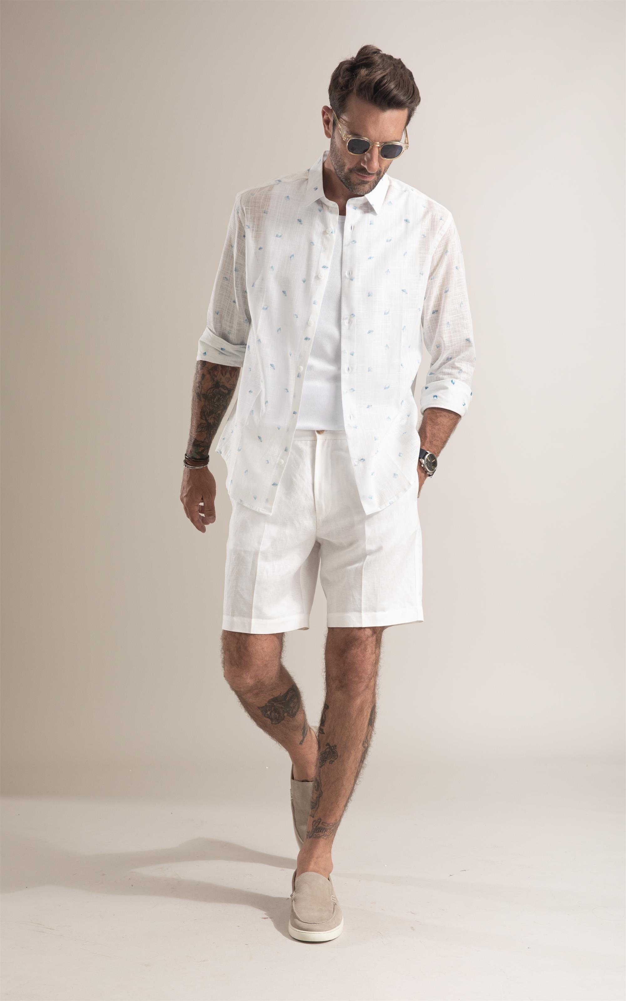 Camisa Harboxer Print Azul Bic