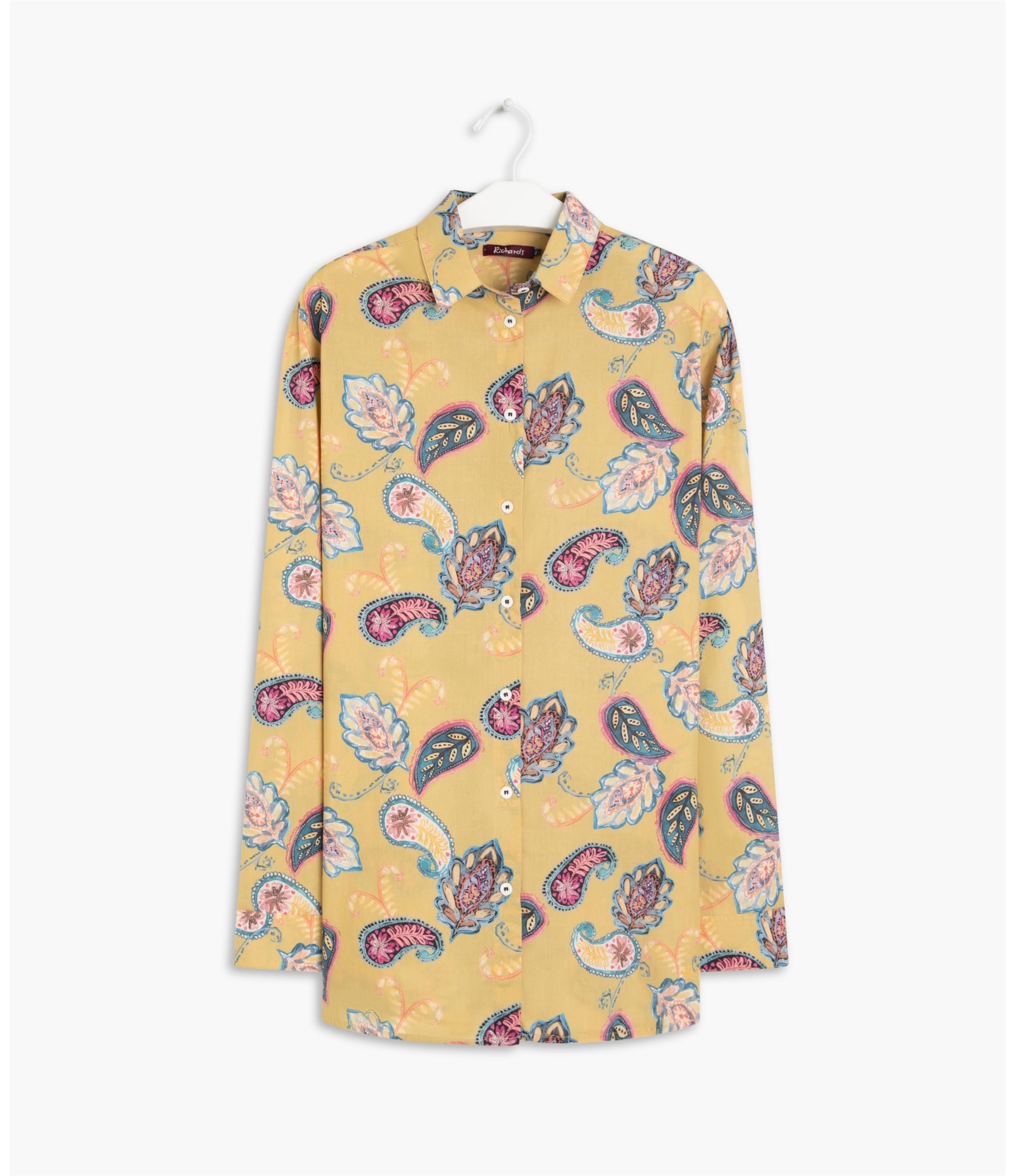 Camisa Heras Paisley Voil Algodão Mostarda