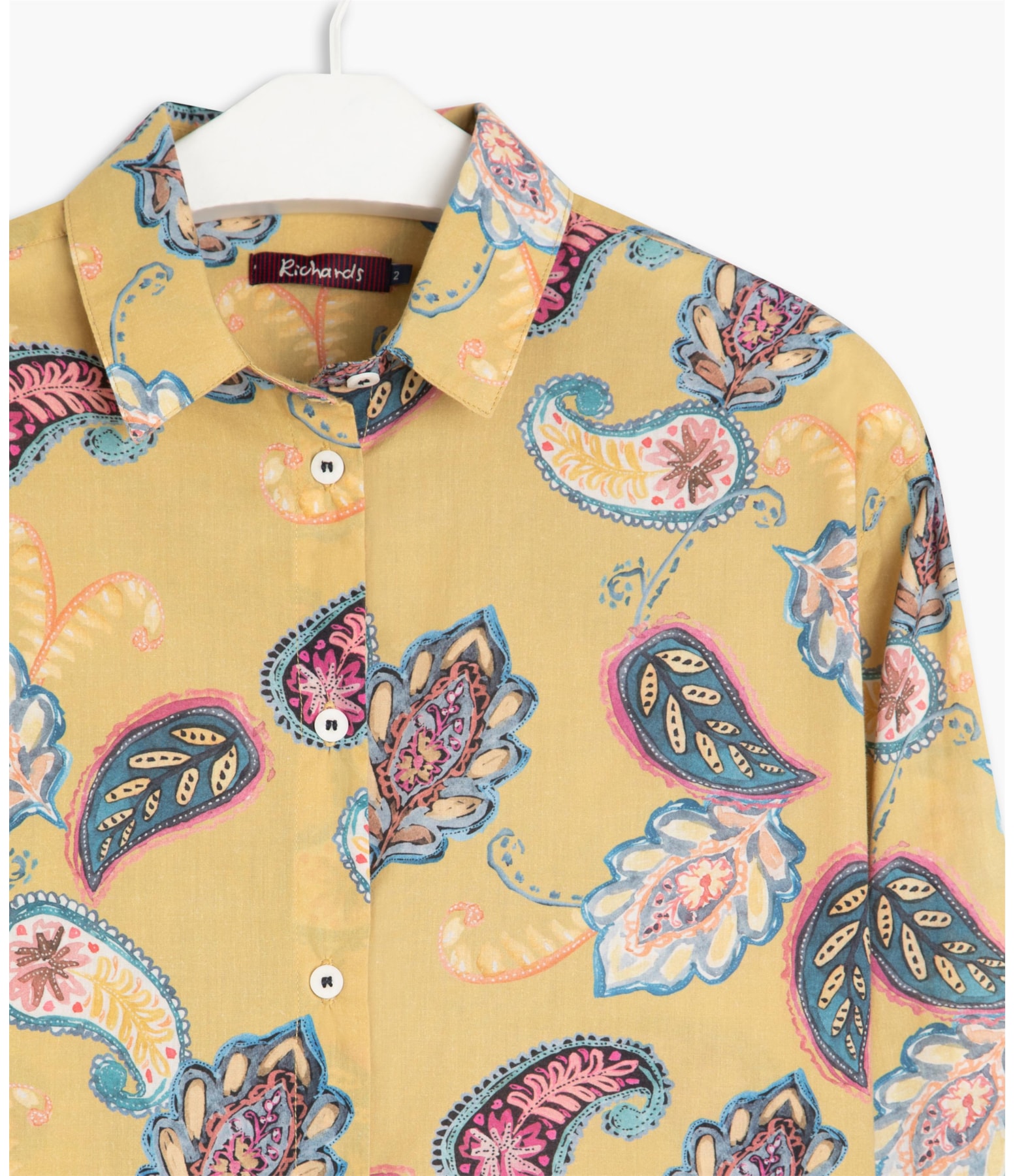 Camisa Heras Paisley Voil Algodão Mostarda