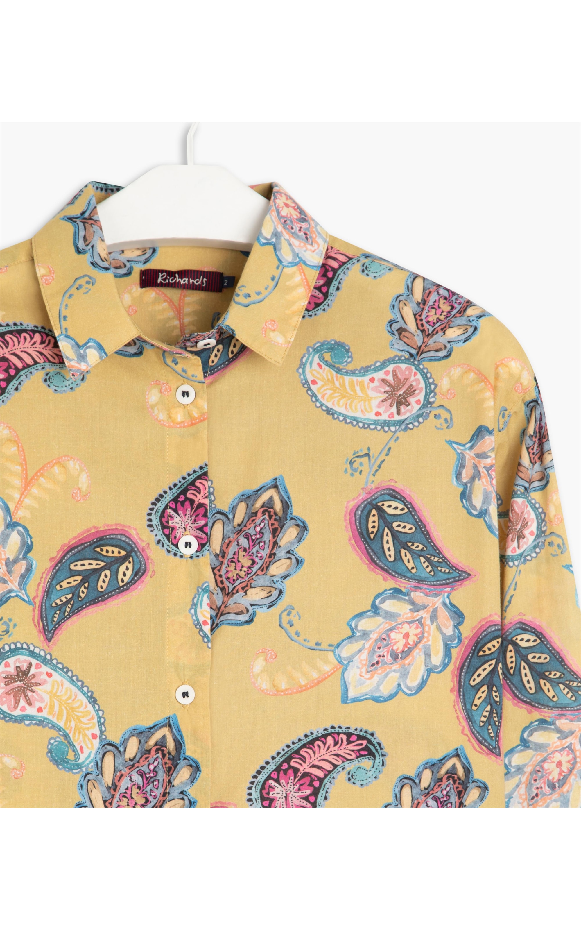 Camisa Heras Paisley Voil Algodão Mostarda