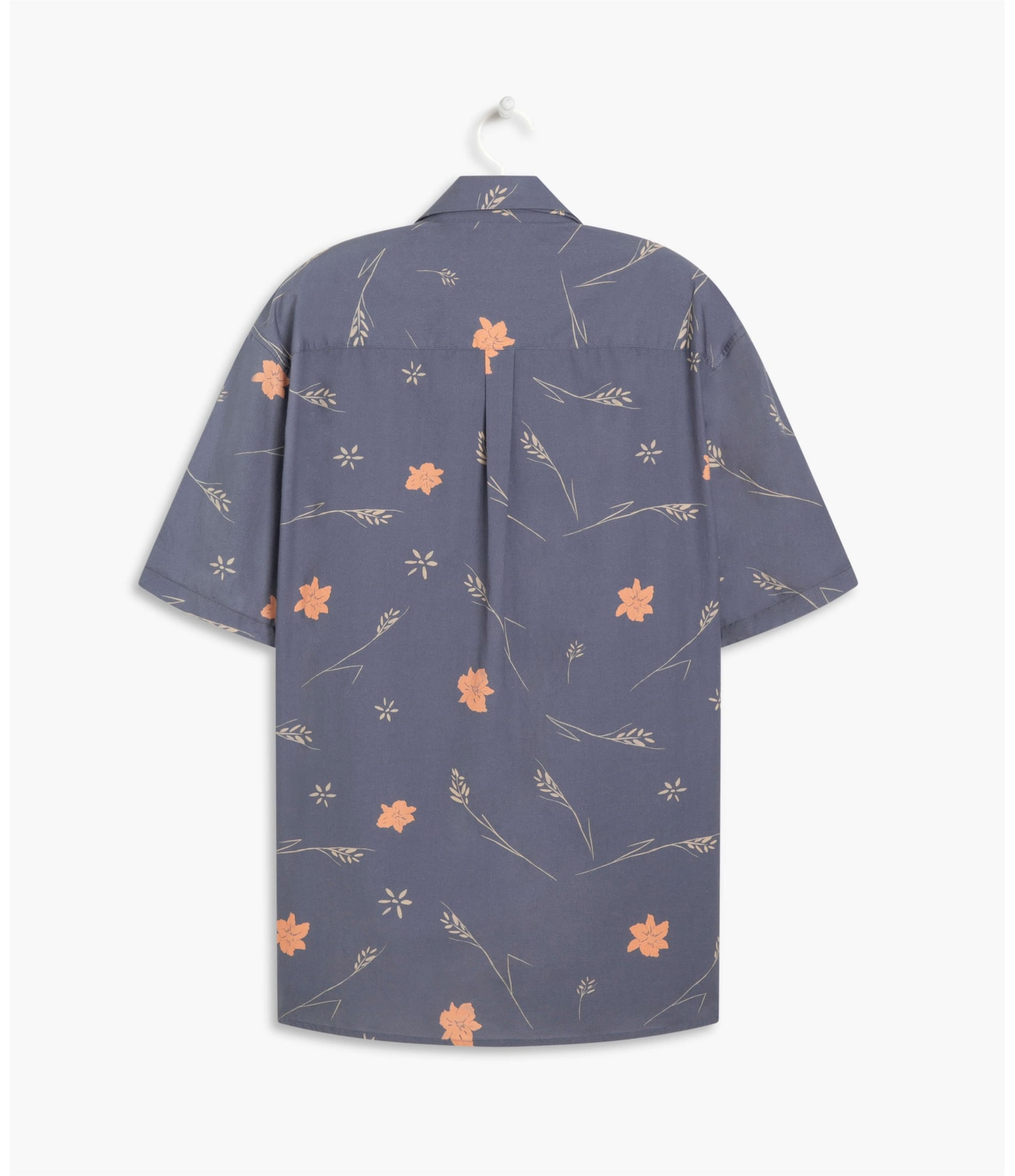 Camisa Hibisco Estampada Mc Azul Pervante