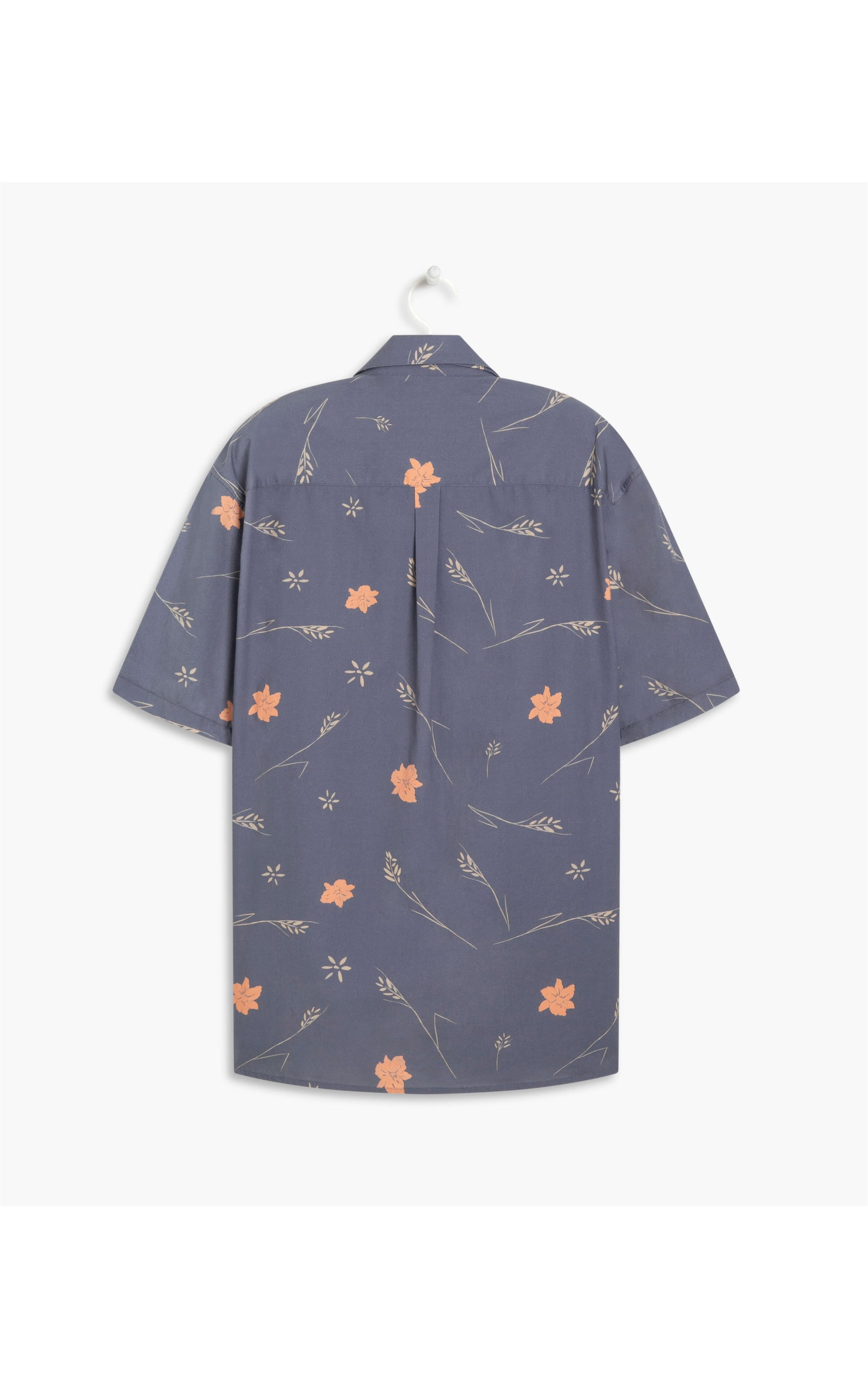 Camisa Hibisco Estampada Mc Azul Pervante