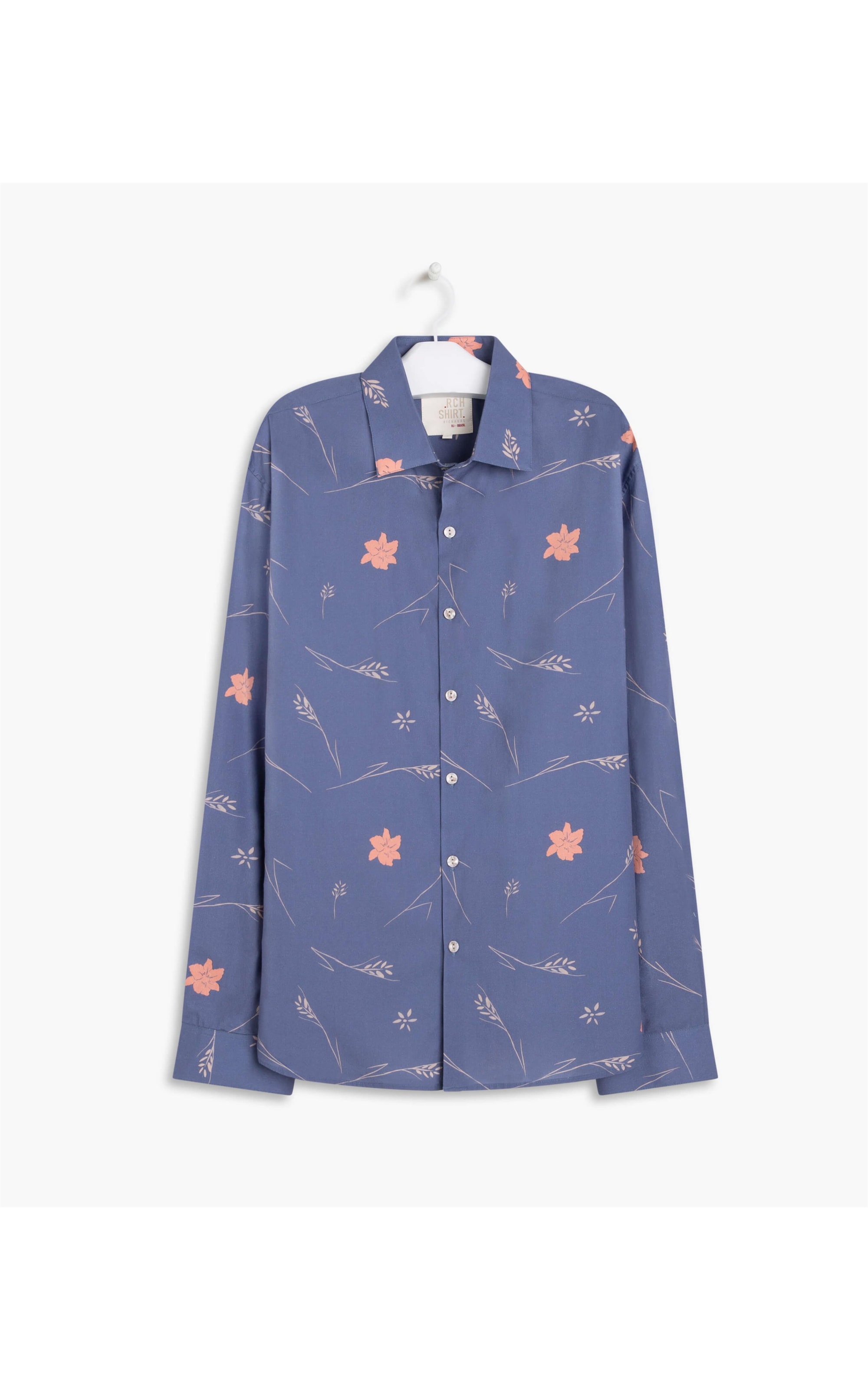  Camisa Hibisco Estampada Ml Azul Pervante