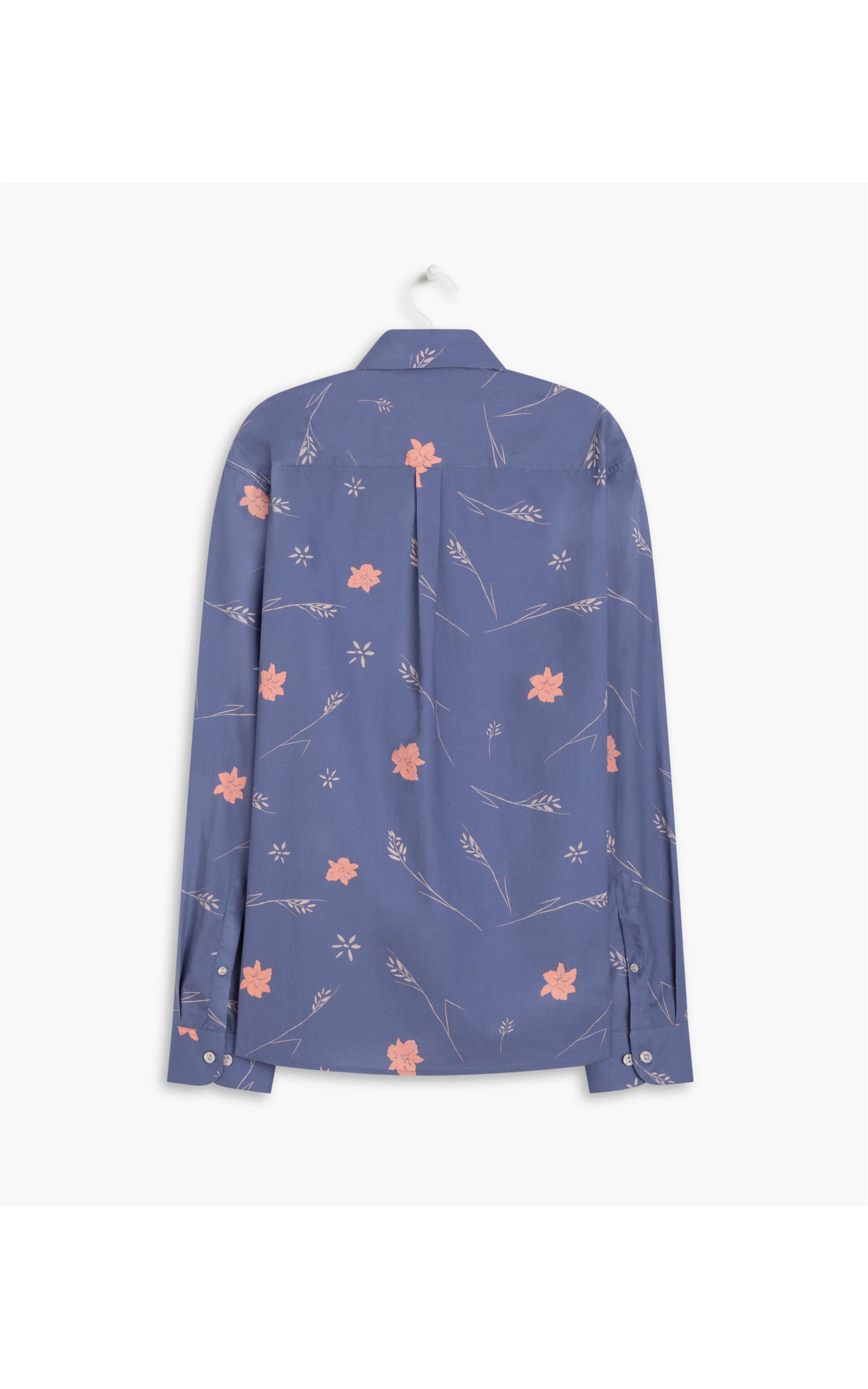  Camisa Hibisco Estampada Ml Azul Pervante