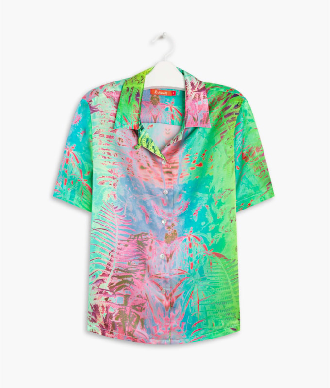 Camisa Hibisco Print Verde Maca