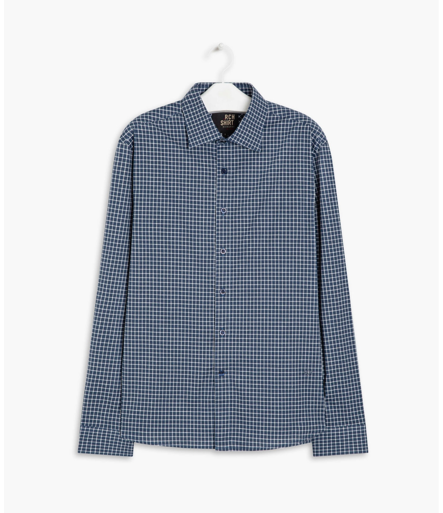 Camisa Israel Xadrez Ml Azul Bic