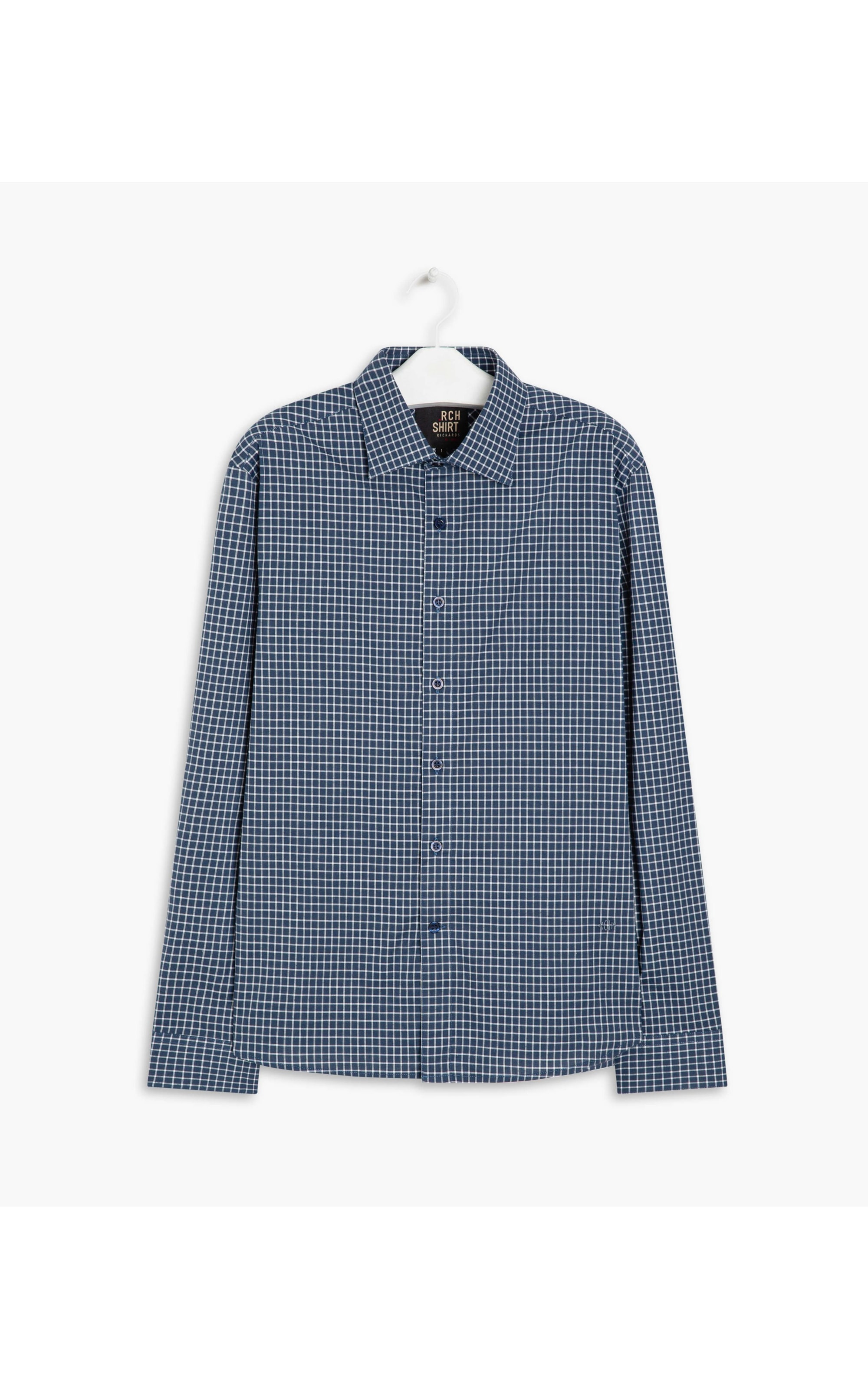 Camisa Israel Xadrez Ml Azul Bic