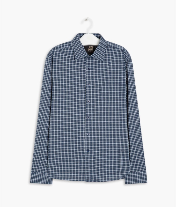 Camisa Israel Xadrez Ml Azul Bic