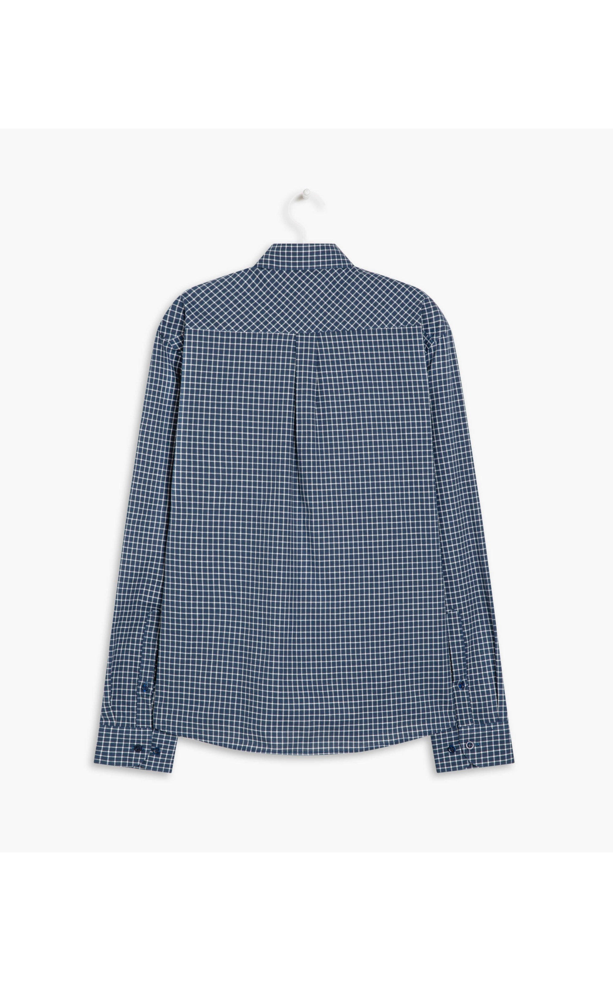 Camisa Israel Xadrez Ml Azul Bic