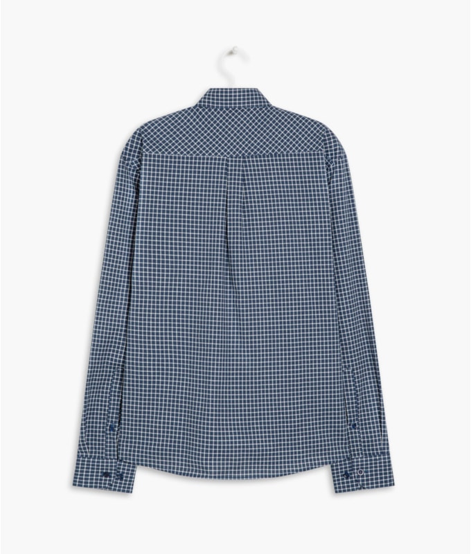 Camisa Israel Xadrez Ml Azul Bic