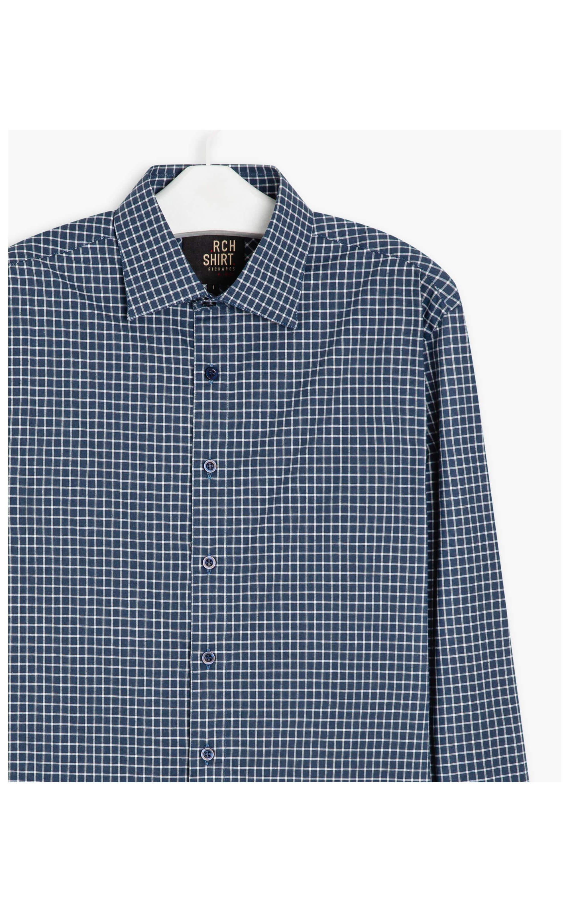 Camisa Israel Xadrez Ml Azul Bic