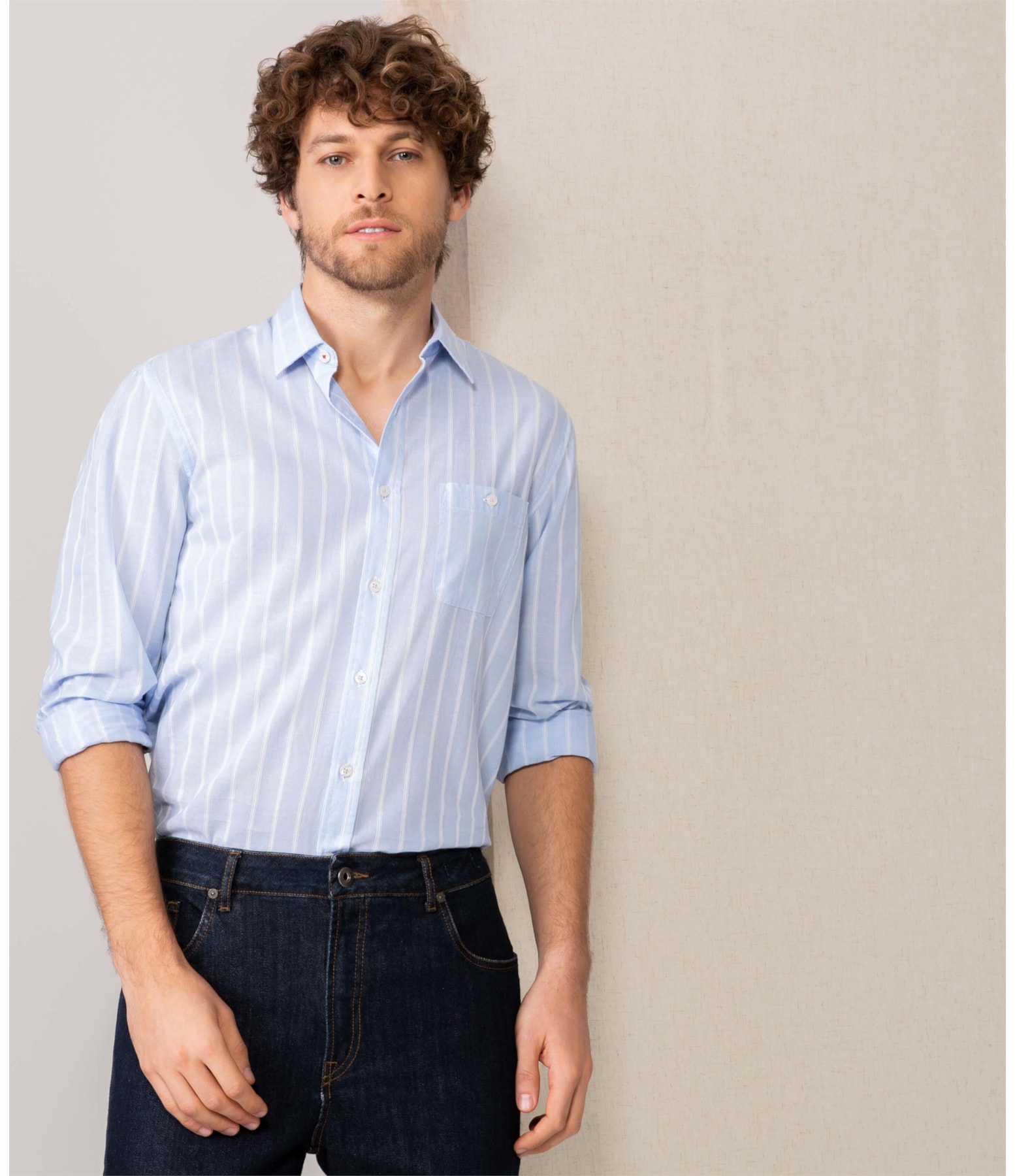 Camisa Italia Ml Azul Claro
