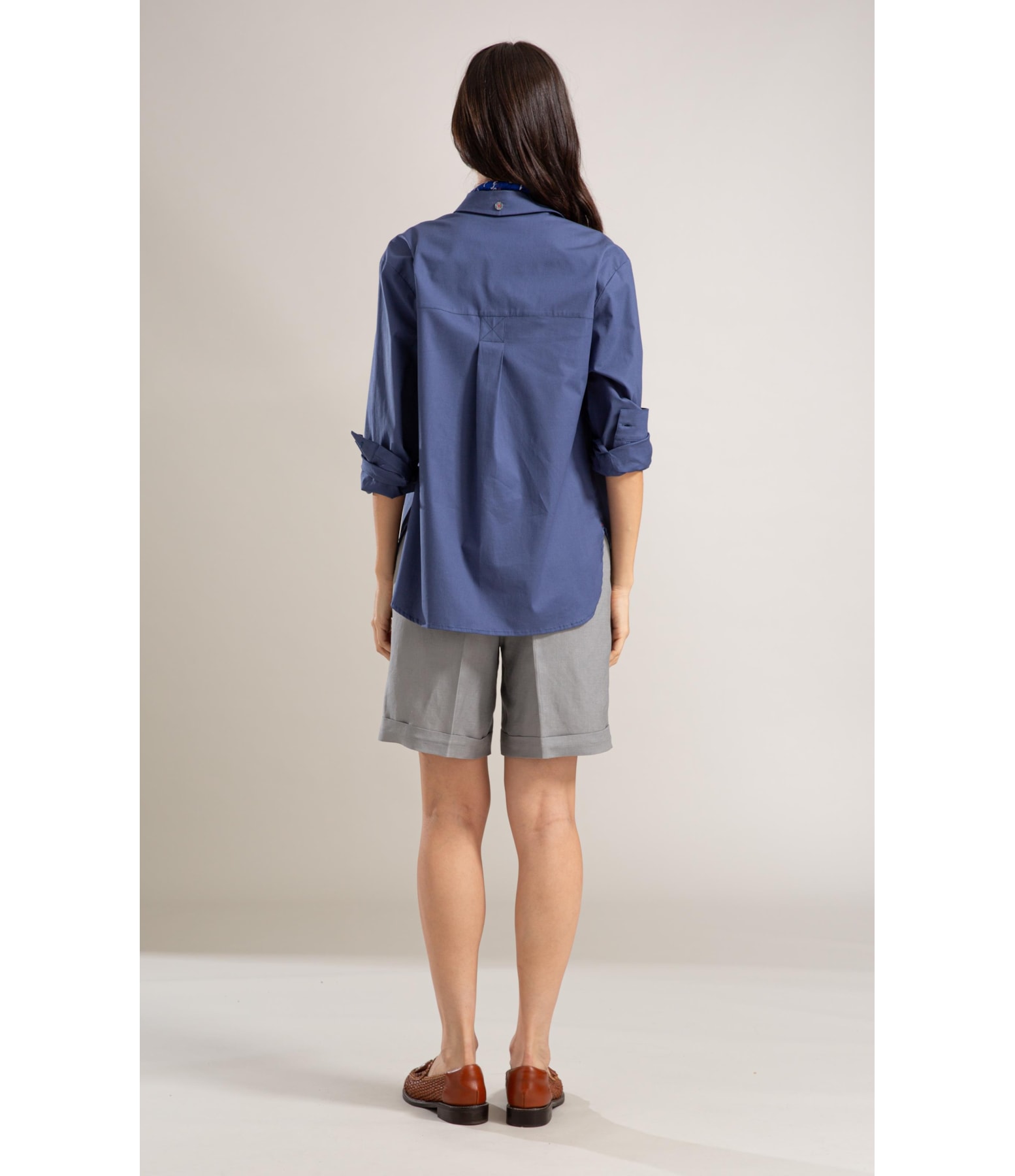 Camisa Jade Algodao Azul Pervante