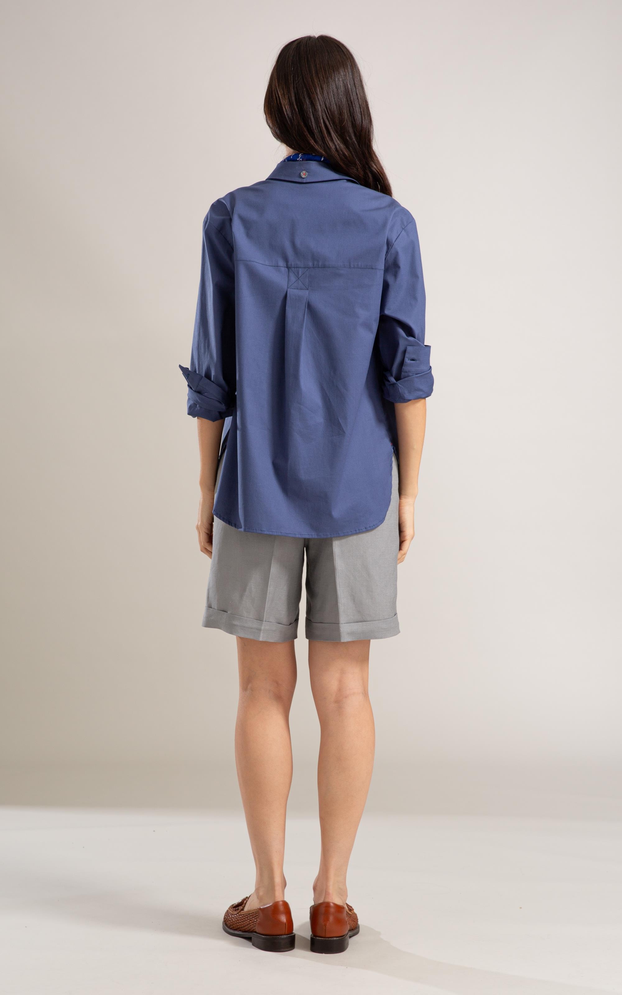 Camisa Jade Algodao Azul Pervante