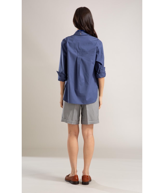 Camisa Jade Algodao Azul Pervante