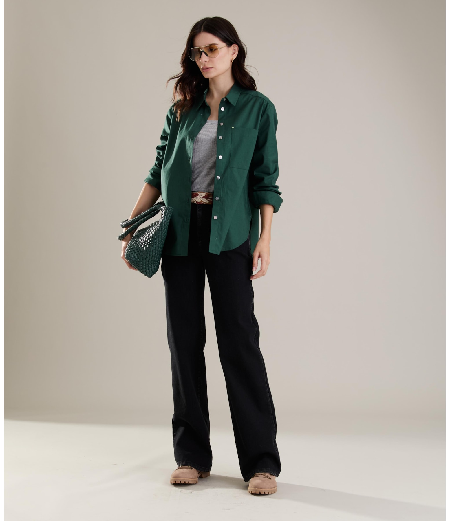 Camisa Jade Algodao Verde Militar