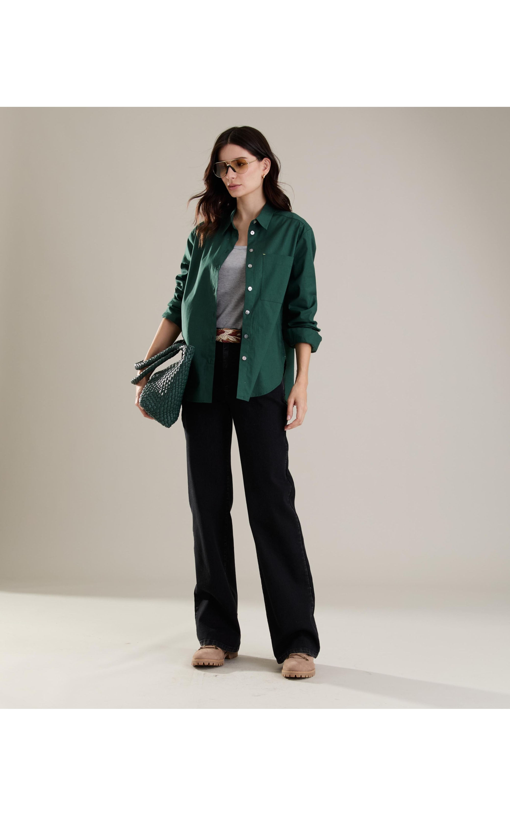 Camisa Jade Algodao Verde Militar