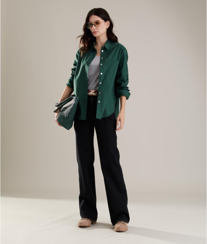 Camisa Jade Algodao Verde Militar