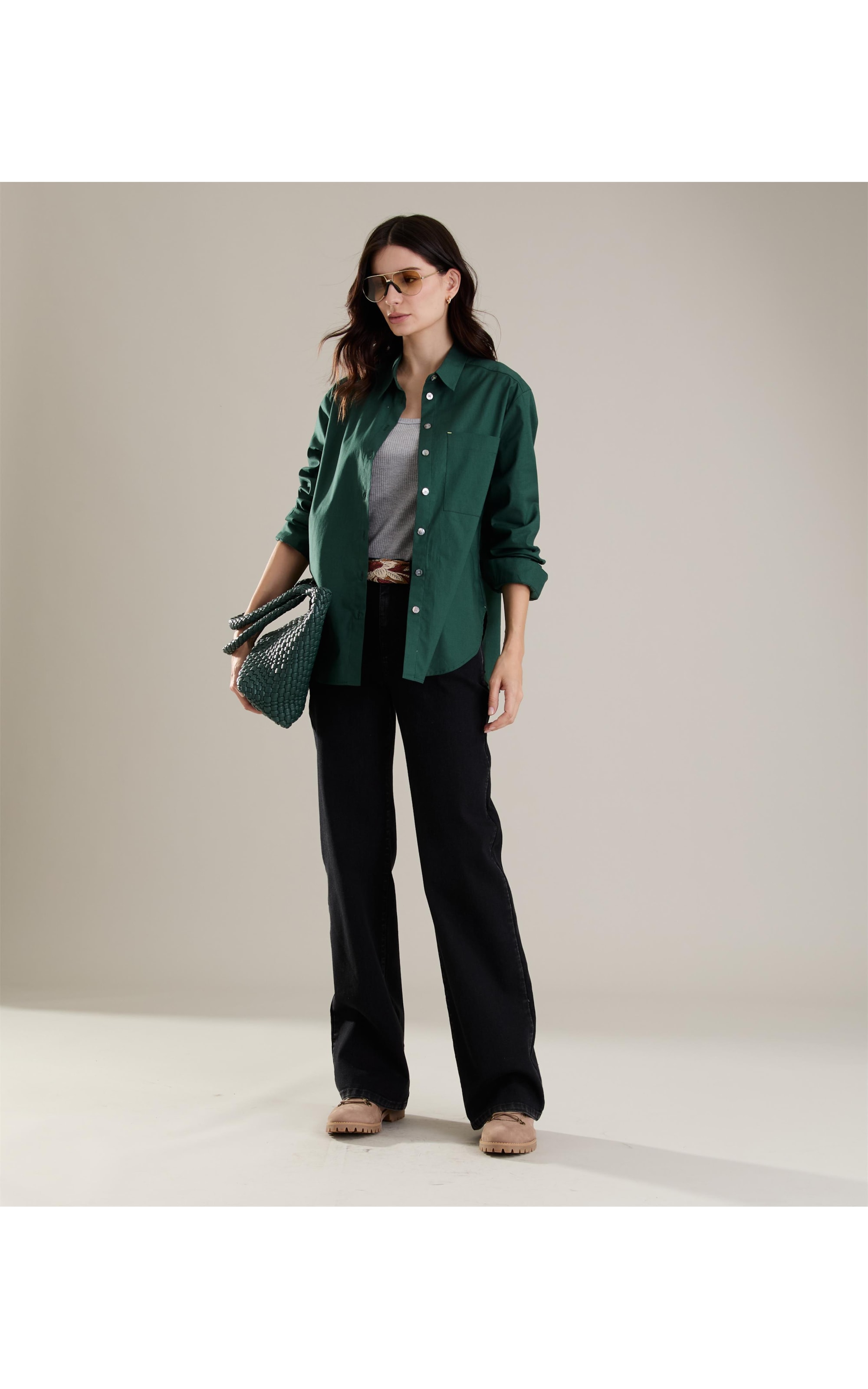Camisa Jade Algodao Verde Militar