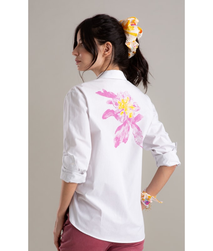 Camisa Jade Listras Algodao Azul Bic