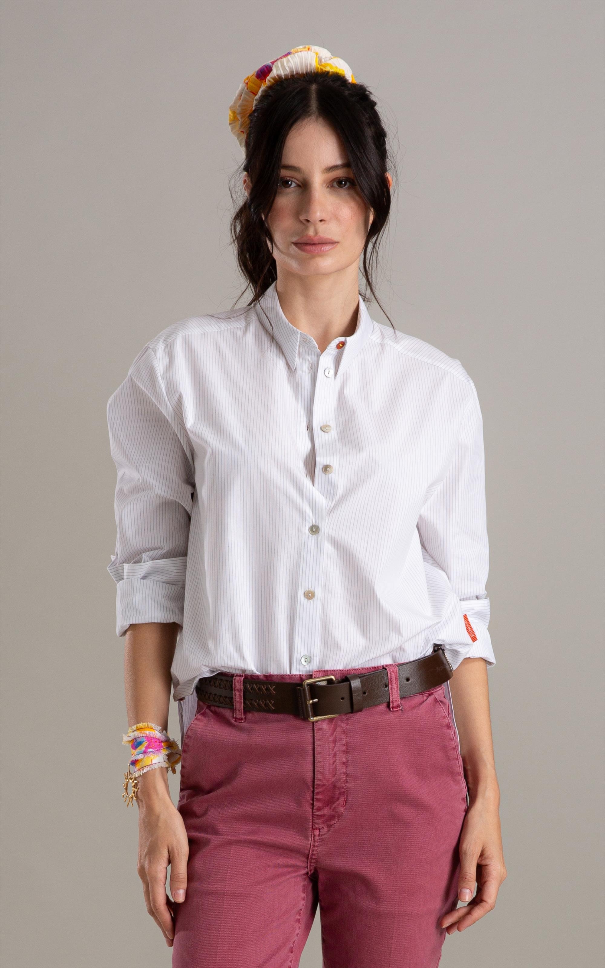 Camisa Jade Listras Algodao Azul Bic