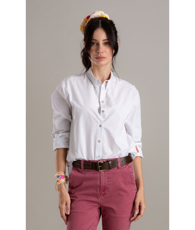 Camisa Jade Listras Algodao Azul Bic