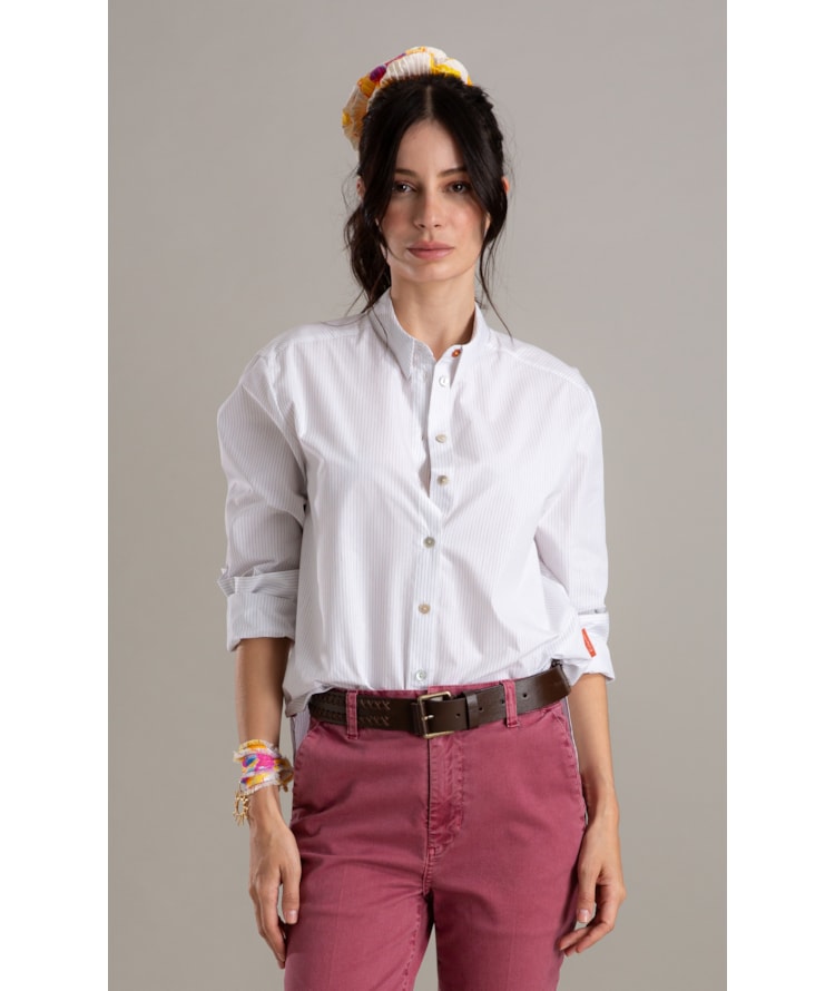 Camisa Jade Listras Algodao Azul Bic