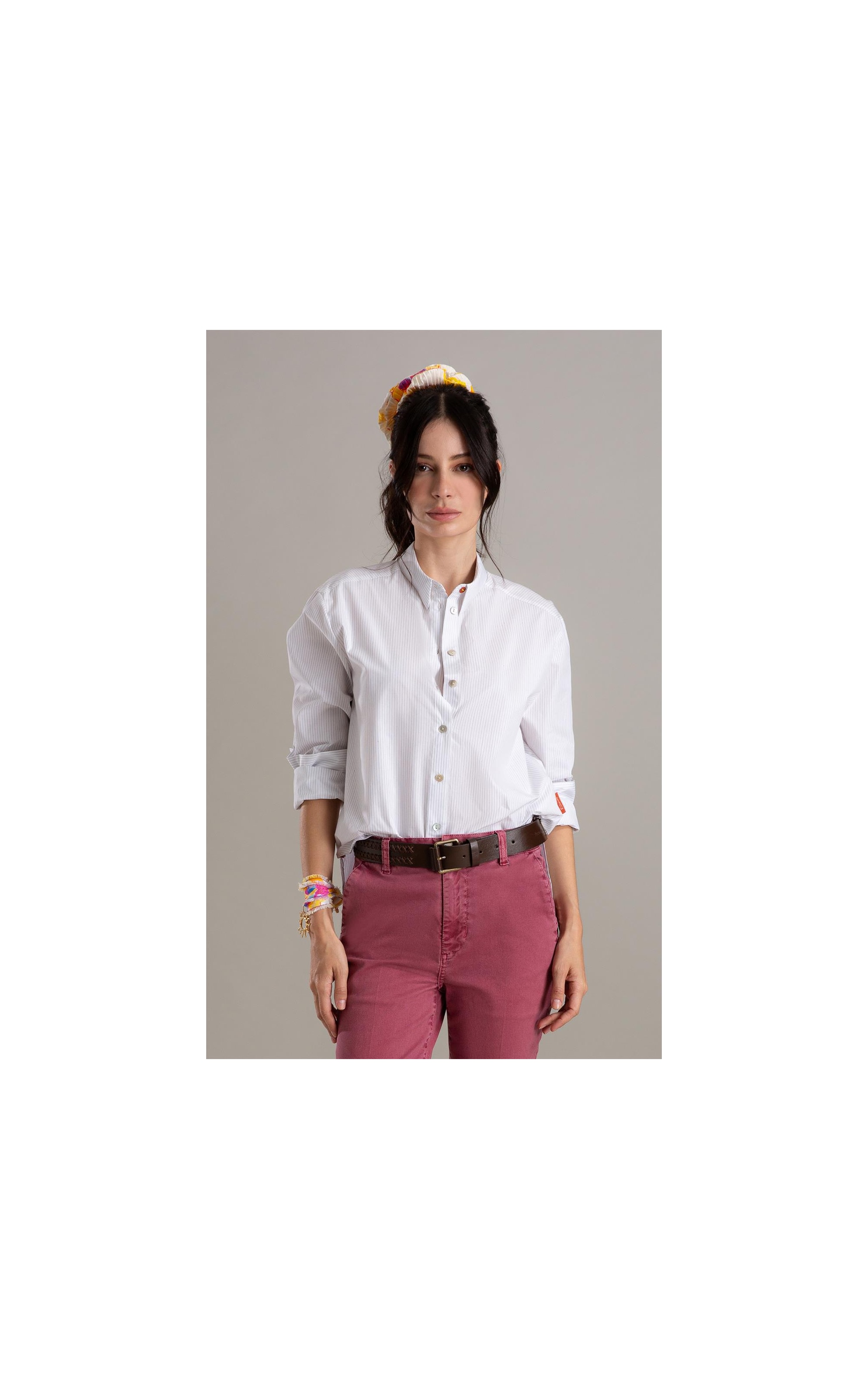 Camisa Jade Listras Algodao Azul Bic