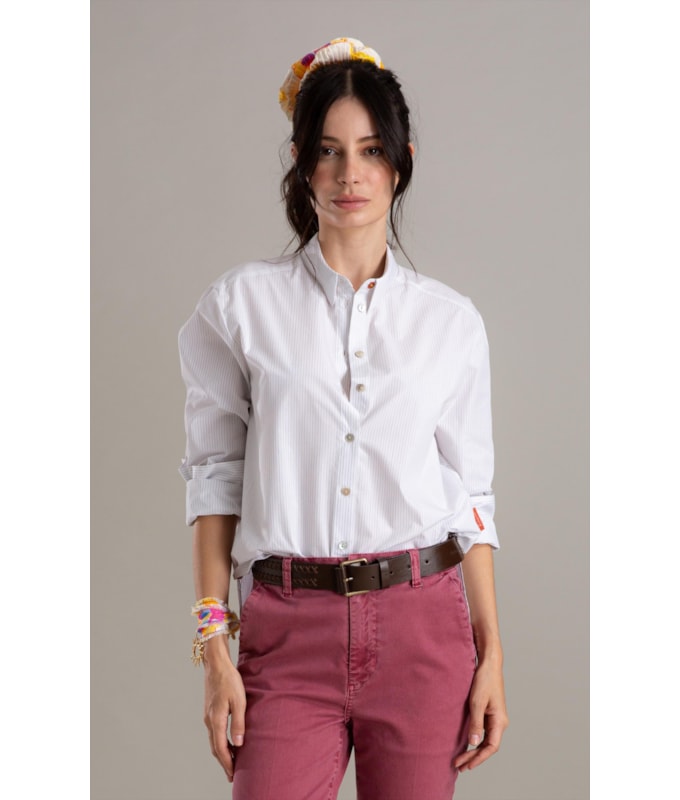 Camisa Jade Listras Algodao Azul Bic