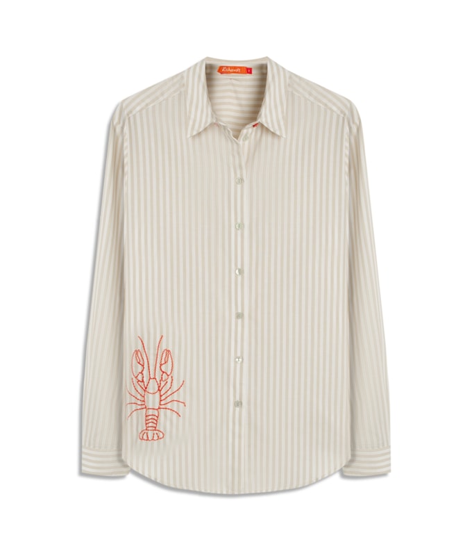 Camisa Jade Stripe Cotton Lobster Areia
