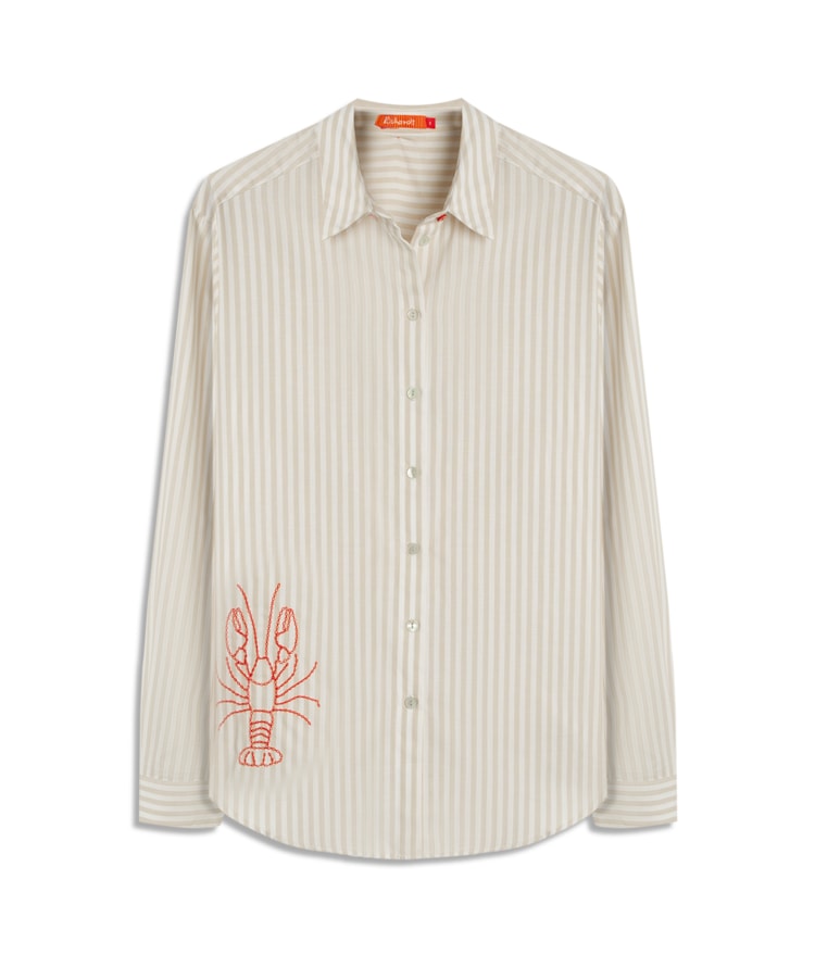 Camisa Jade Stripe Cotton Lobster Areia