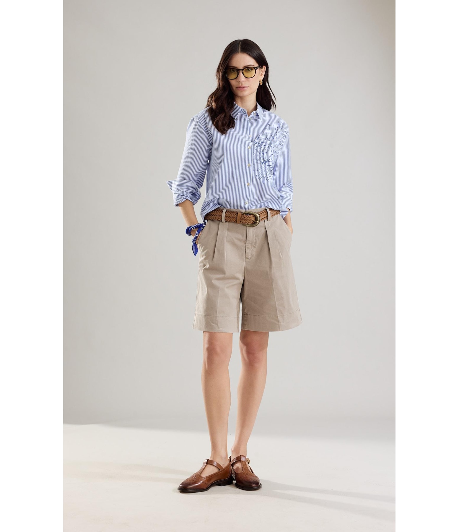 Camisa Jade Tricoline Silk Azul Bic