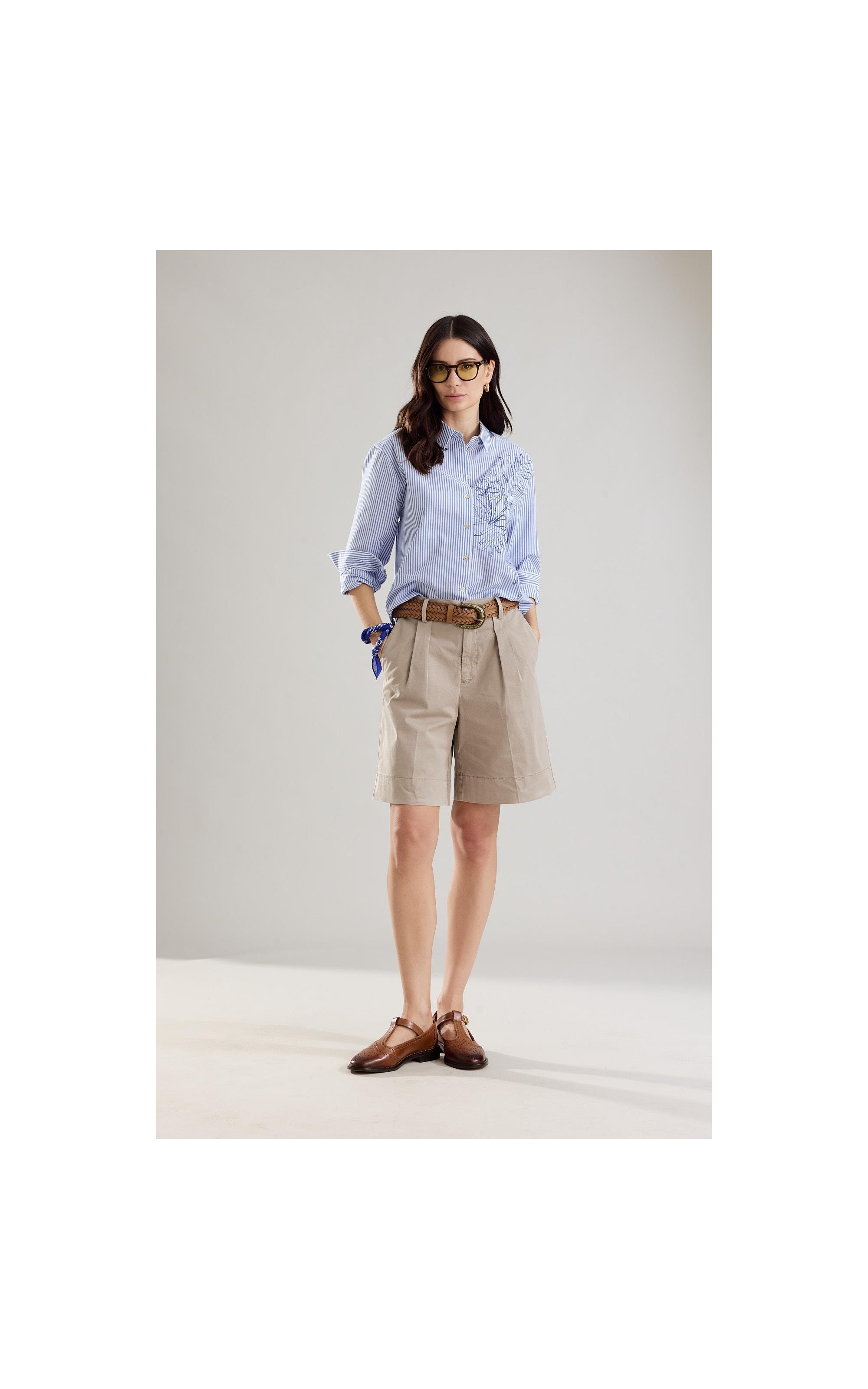Camisa Jade Tricoline Silk Azul Bic