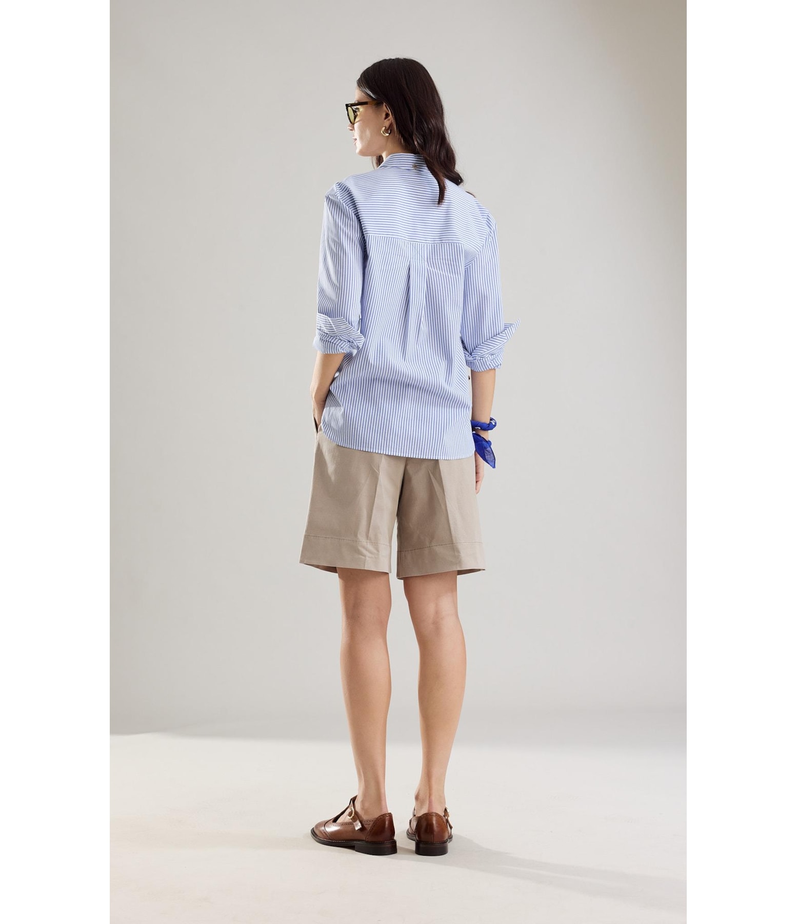 Camisa Jade Tricoline Silk Azul Bic