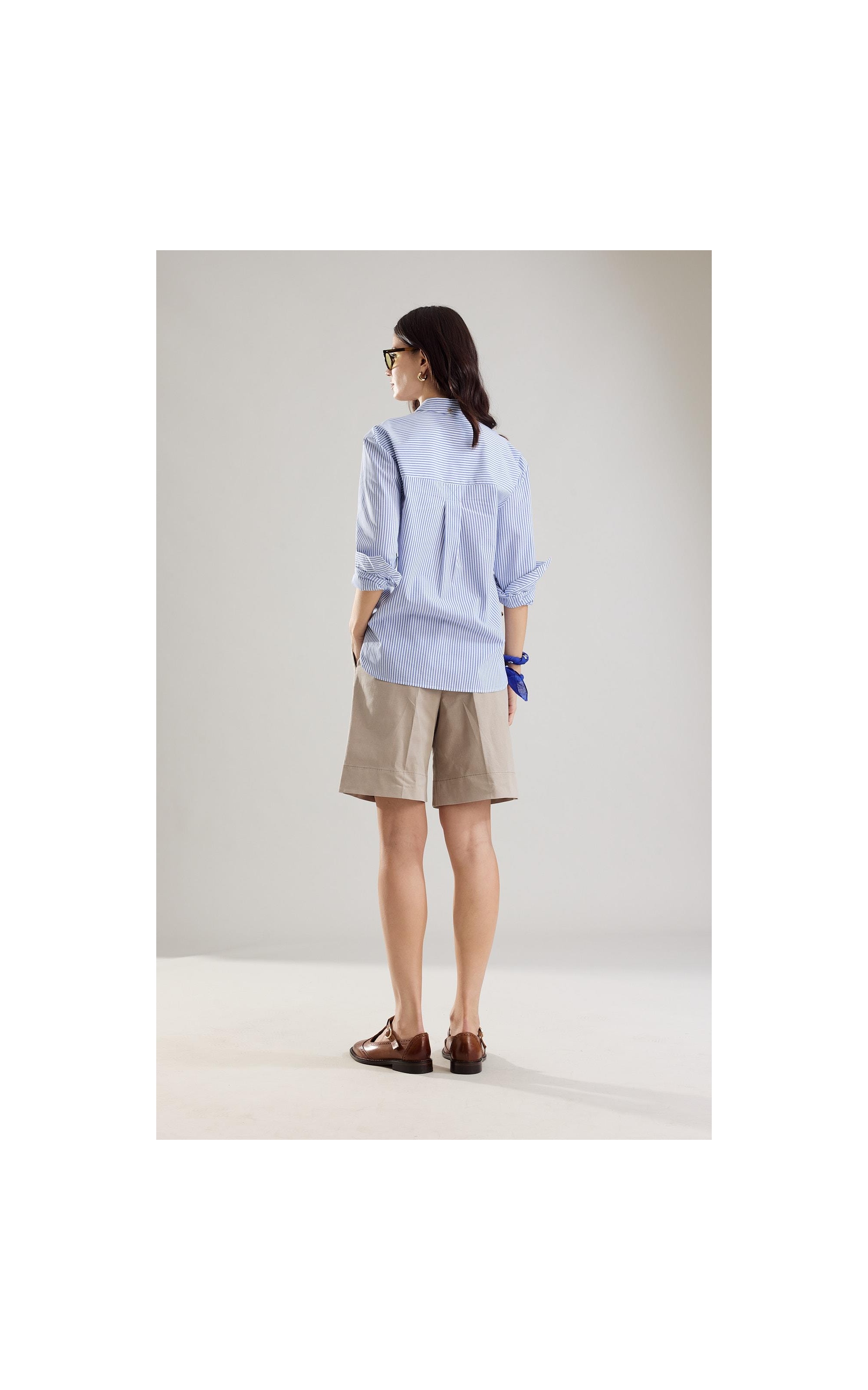 Camisa Jade Tricoline Silk Azul Bic