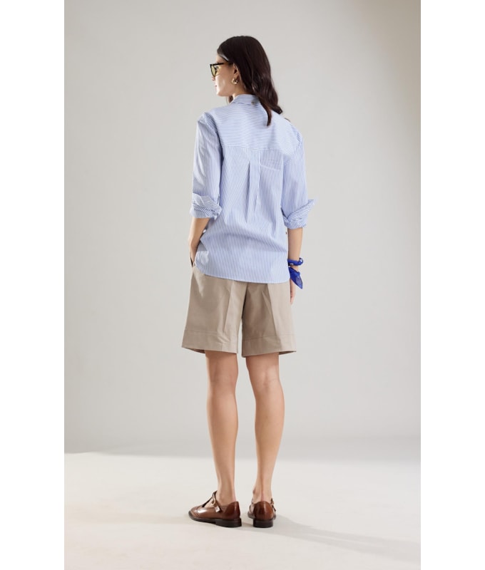 Camisa Jade Tricoline Silk Azul Bic