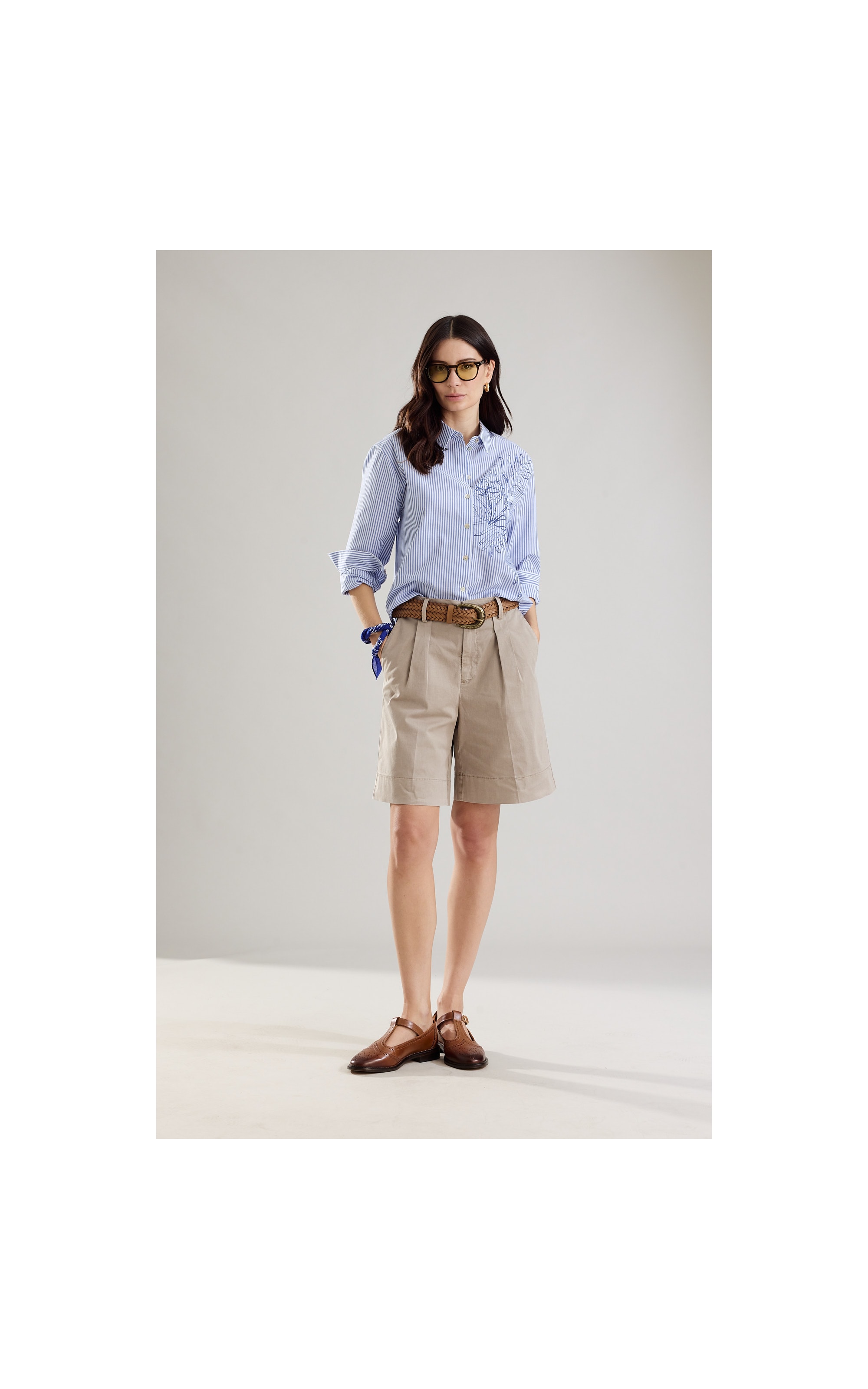 Camisa Jade Tricoline Silk Azul Bic