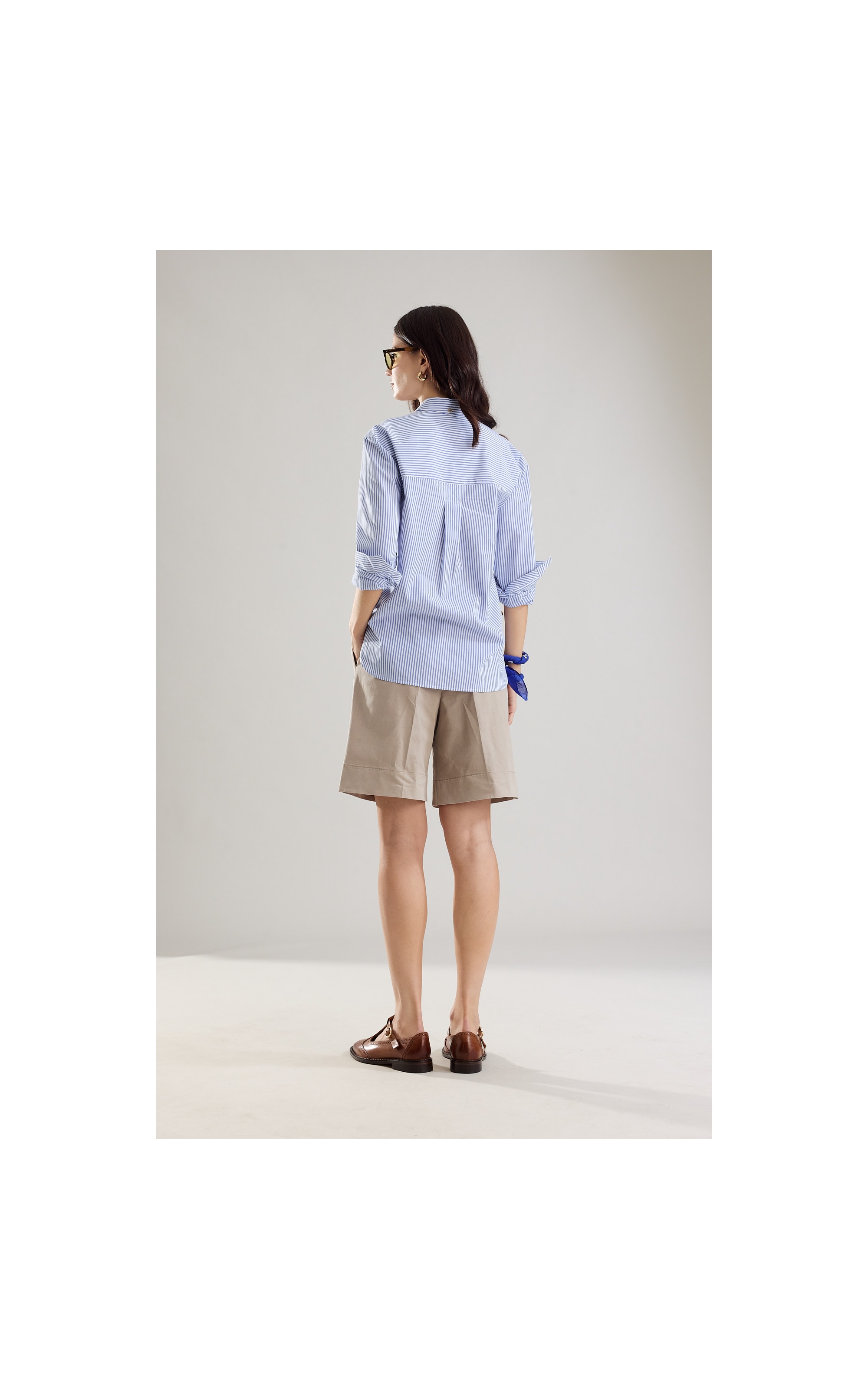 Camisa Jade Tricoline Silk Azul Bic