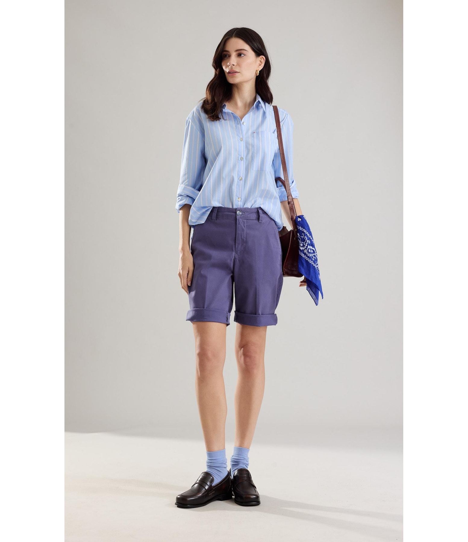 Camisa Jade Tricoline Striped Azul Bic