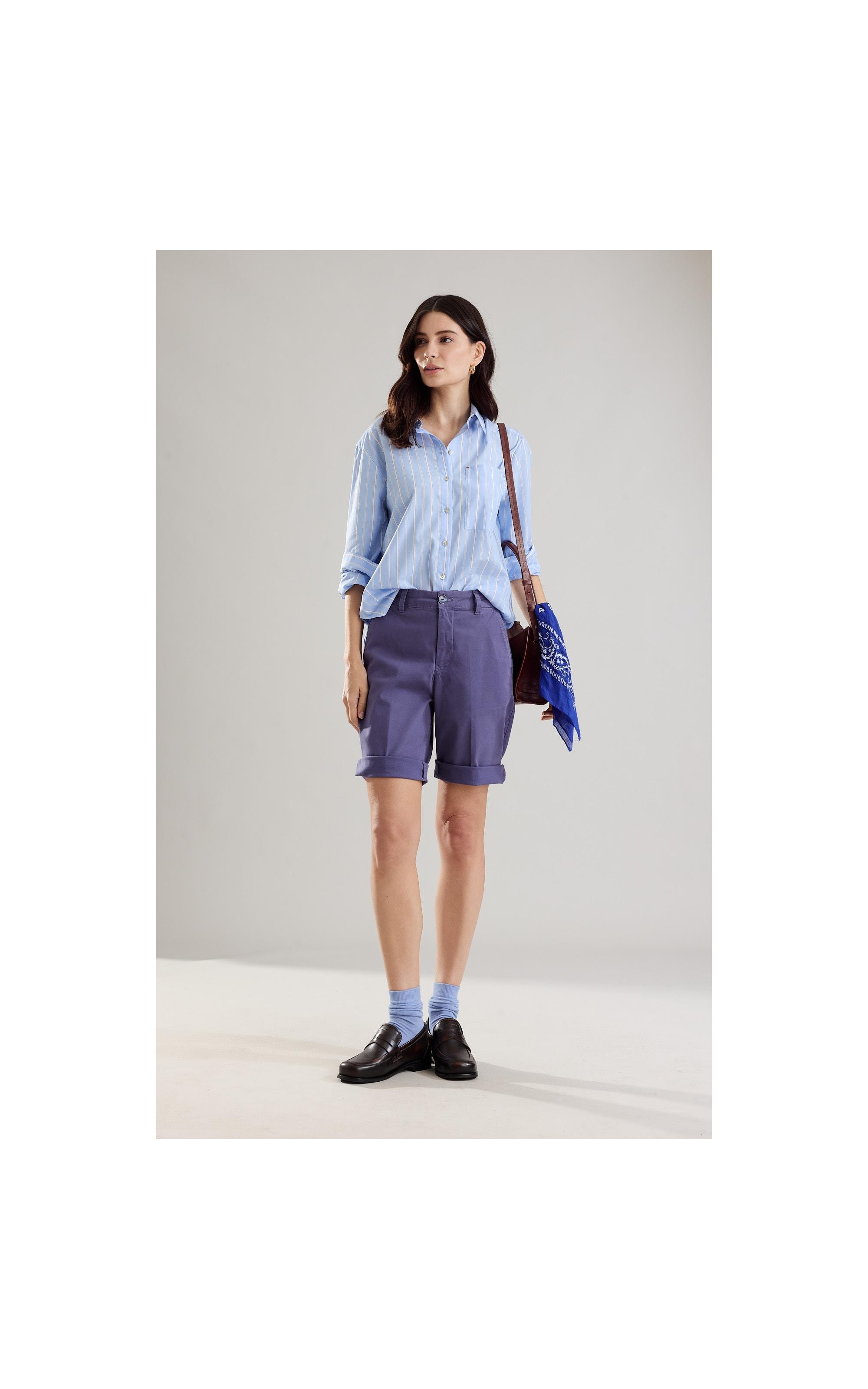 Camisa Jade Tricoline Striped Azul Bic