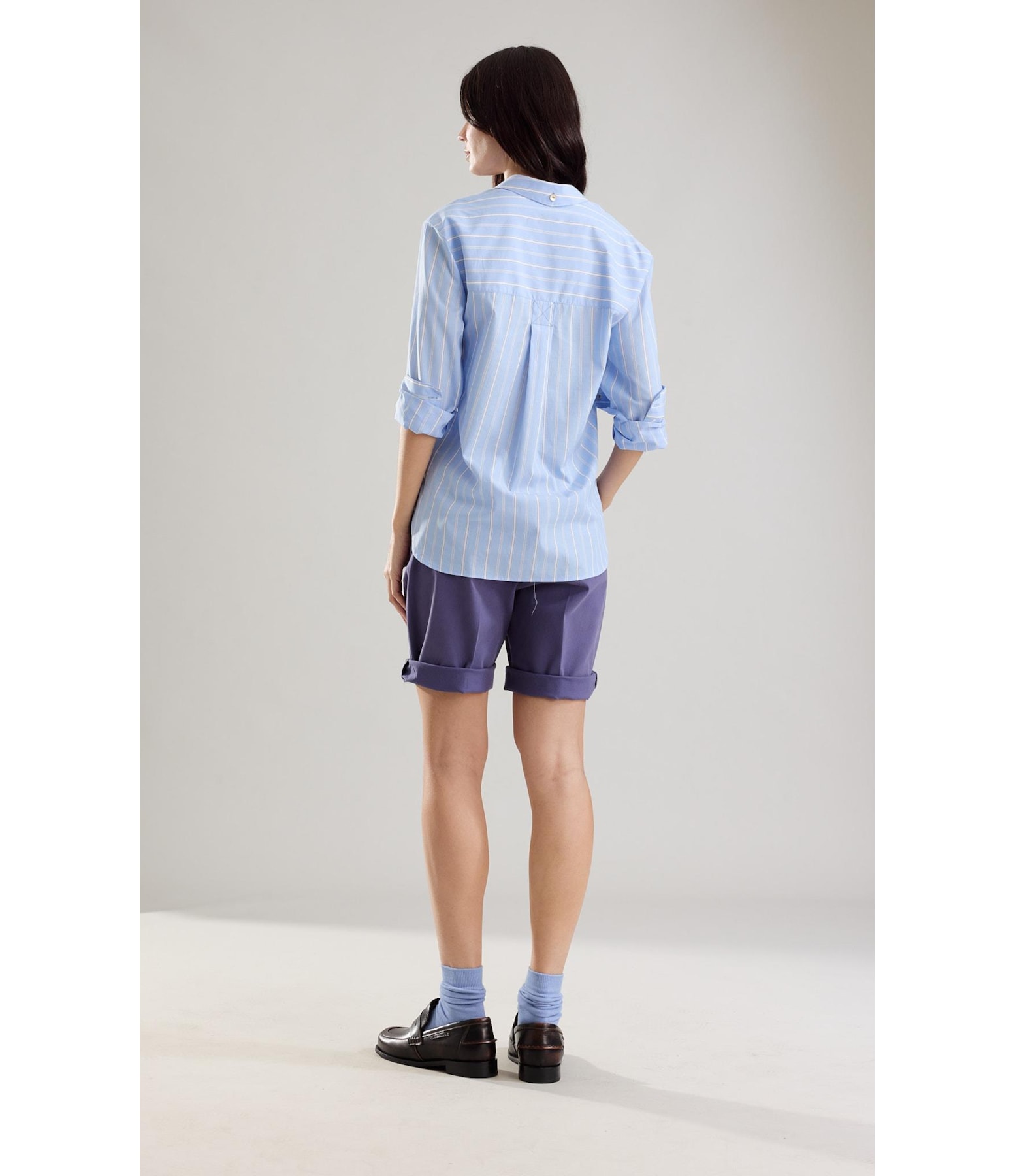 Camisa Jade Tricoline Striped Azul Bic